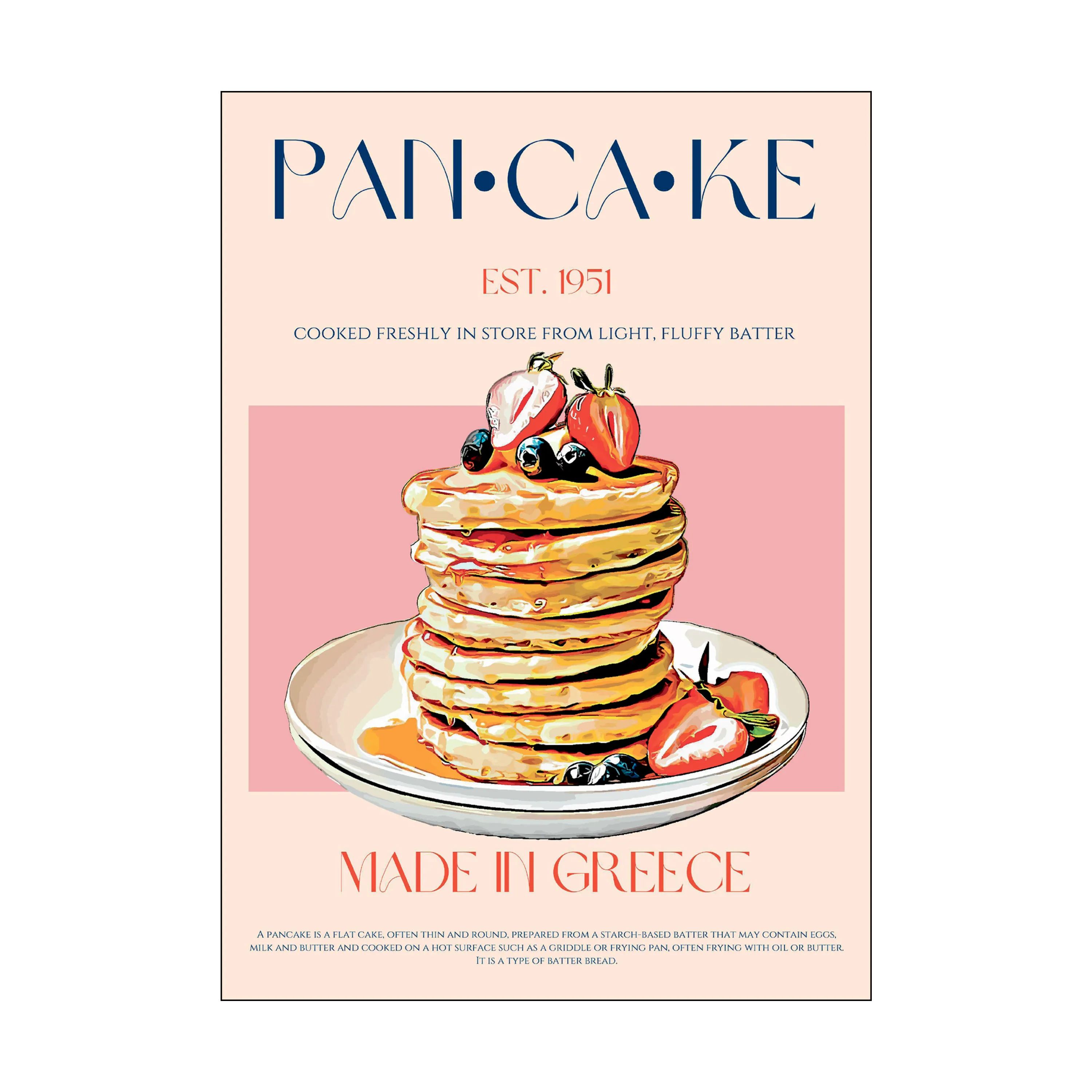 Poster&Frame Plakater Plakat - Pancake i Multifarvet, B50 x L70 cm, 1
