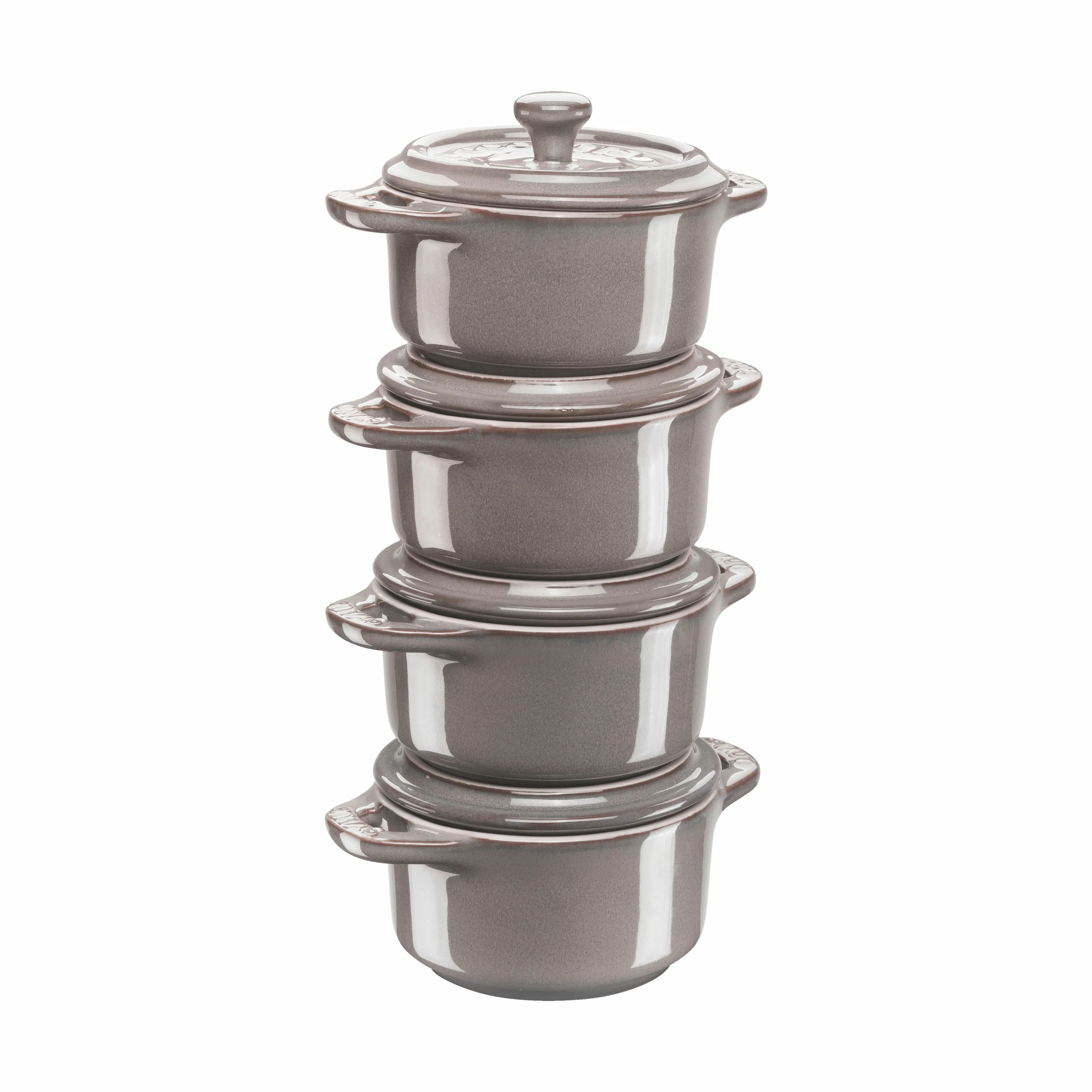 Staub Stegesøer Ceramic by Staub Cocottesæt - 4 dele i Antikgrå, 1