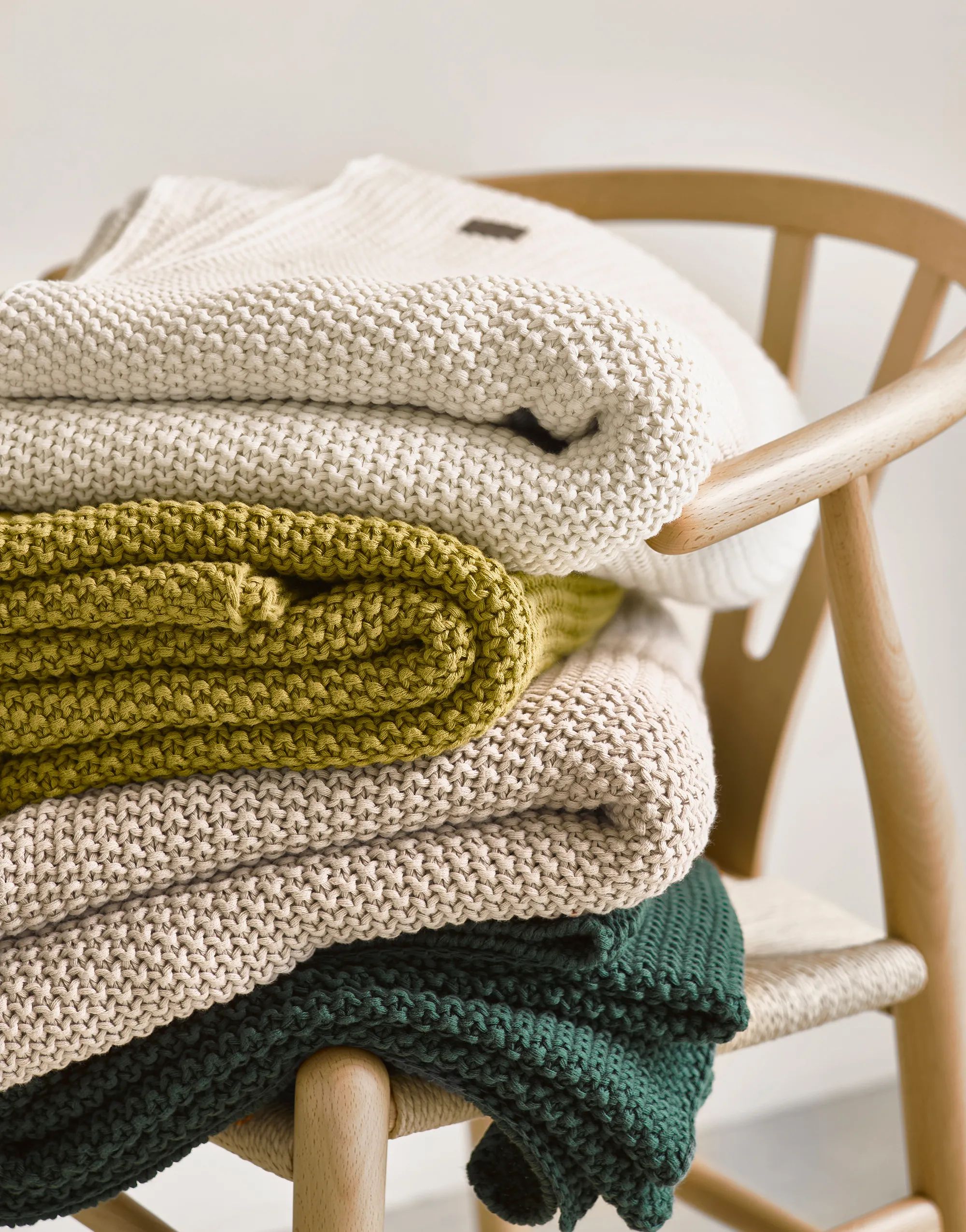 Marc O'Polo Plaider Nordic Knit Plaid i Garden Green, B130 x L170 cm, 2
