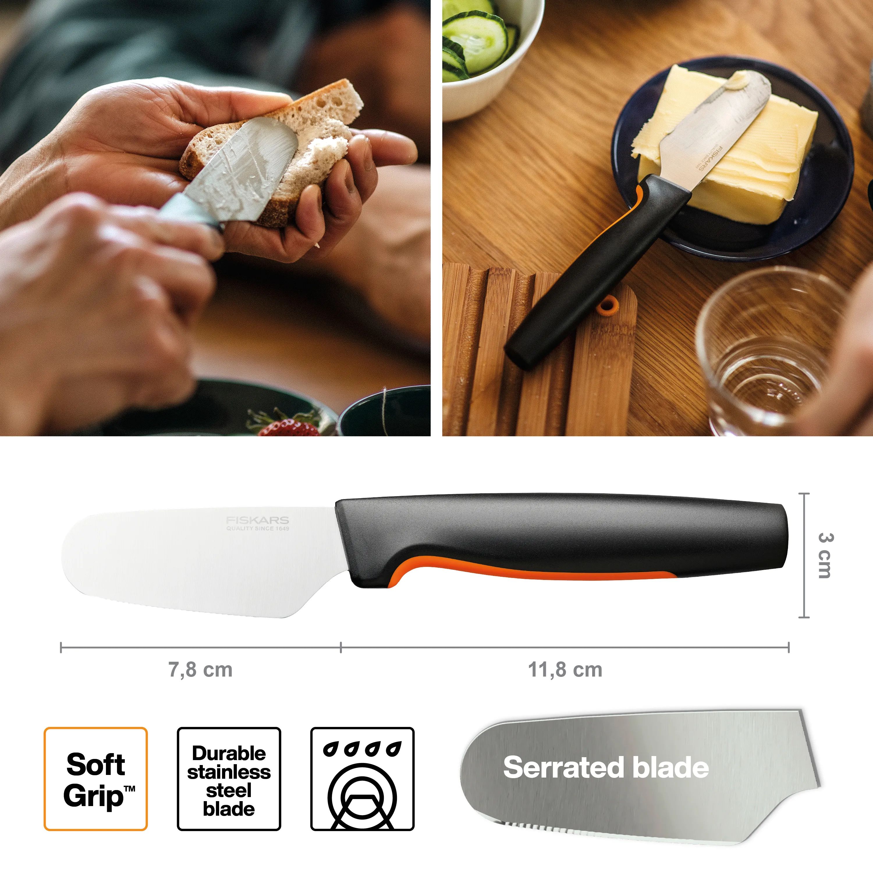 Fiskars Smøreknive Functional Form Smørkniv i Sort/Orange, 2