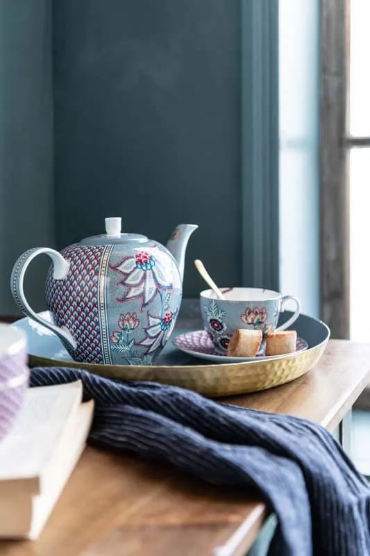 PIP Studio Krus og kopper med hank Flower Festival Kop m. underkop i Blue, 2