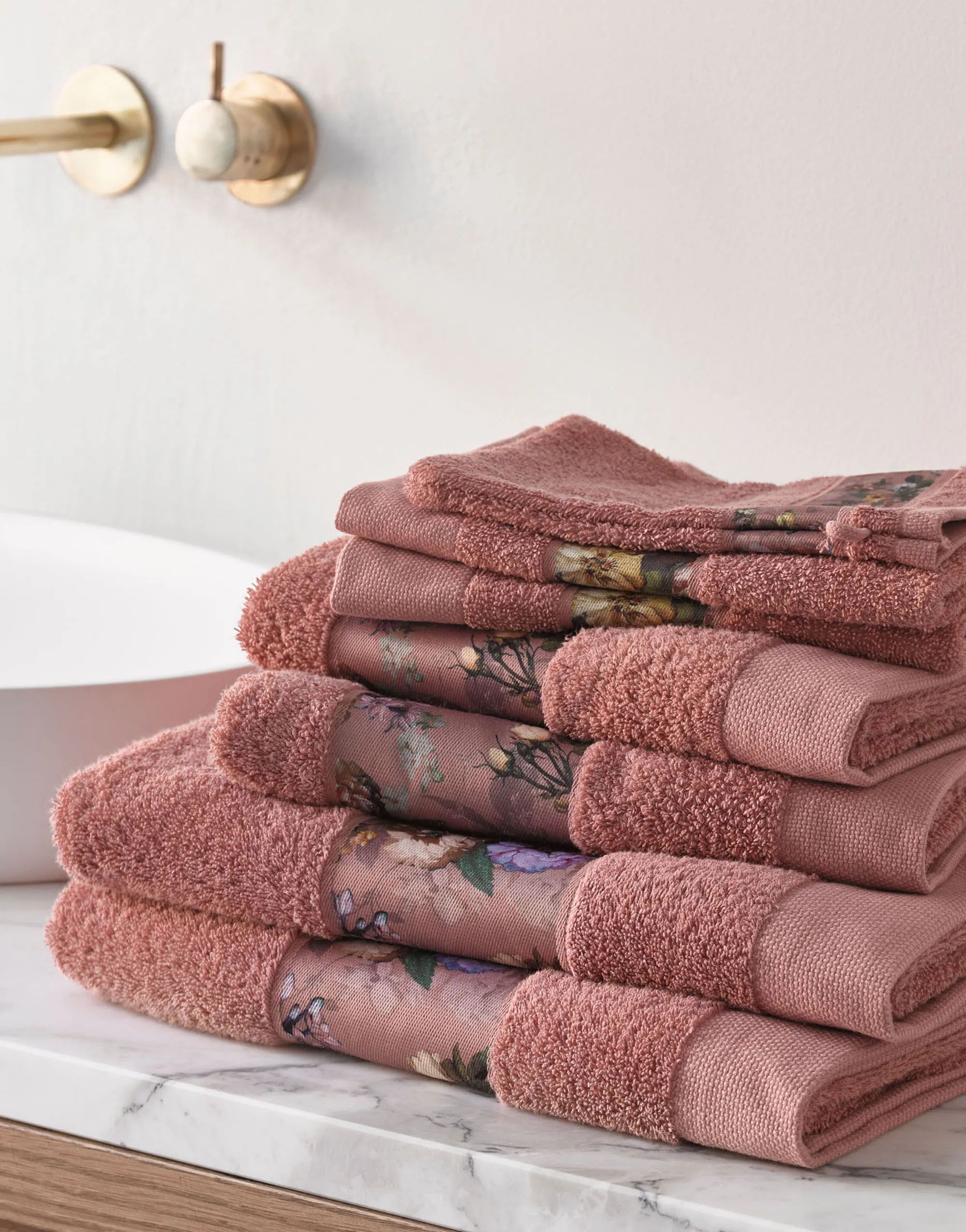 Essenza Håndklæder Fleur Håndklæde i Dusty rose, B60 x L110 cm, 2