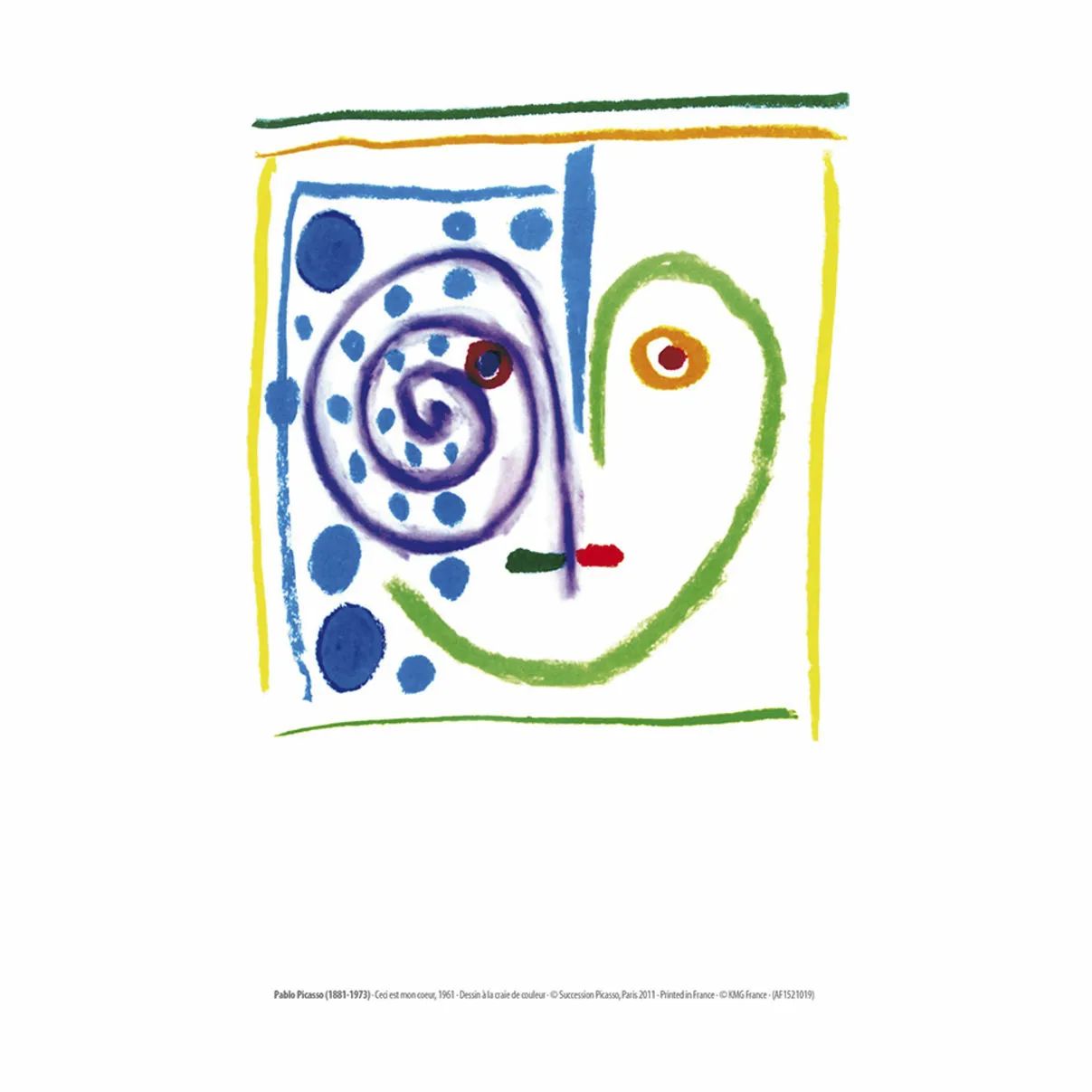 Poster&Frame Plakater Picasso plakat - Ceci est mon coeur i B30 x L40 cm, 1