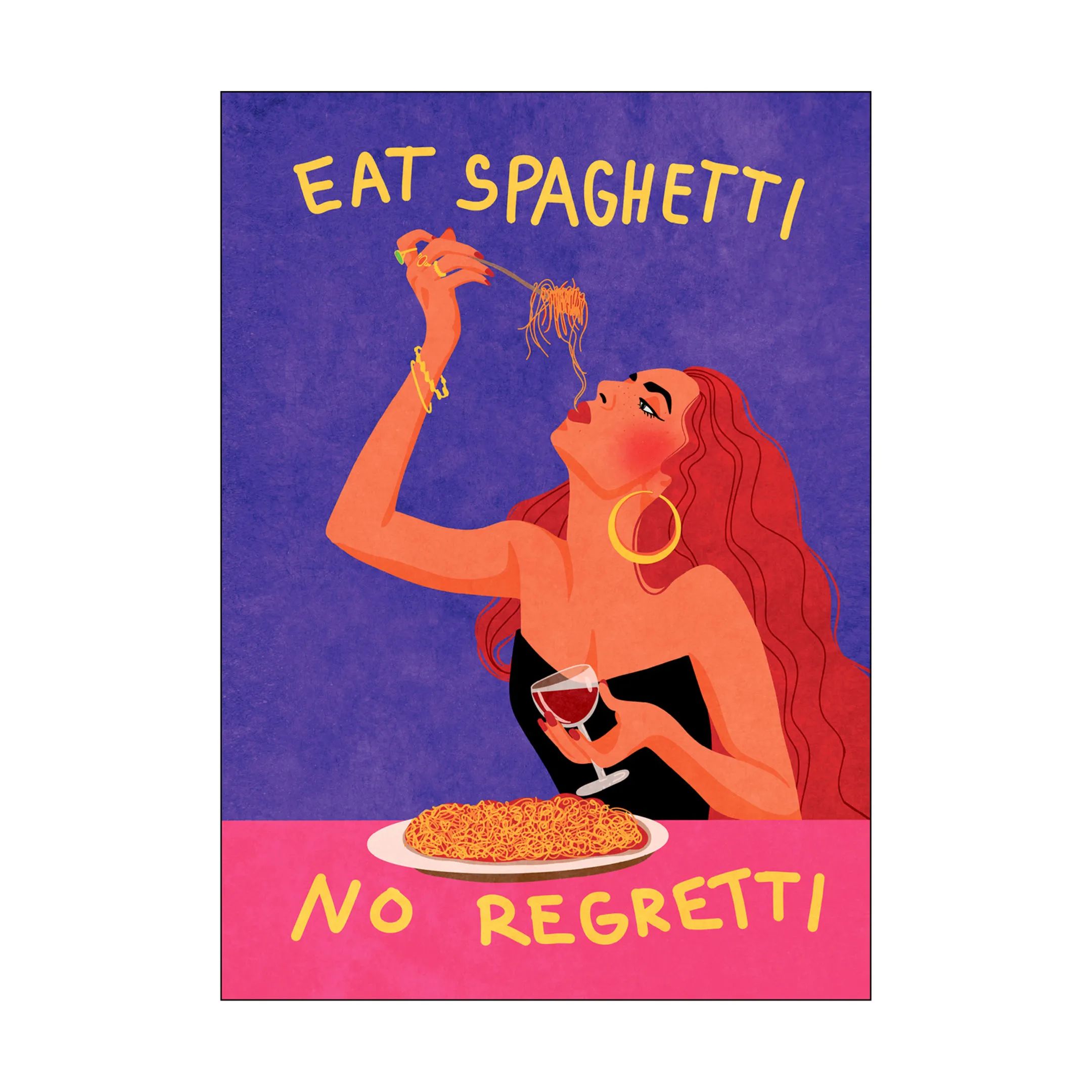 Poster&Frame Plakater Plakat - Eat spaghetti no regretti i Multifarvet, B50 x L70 cm, 1