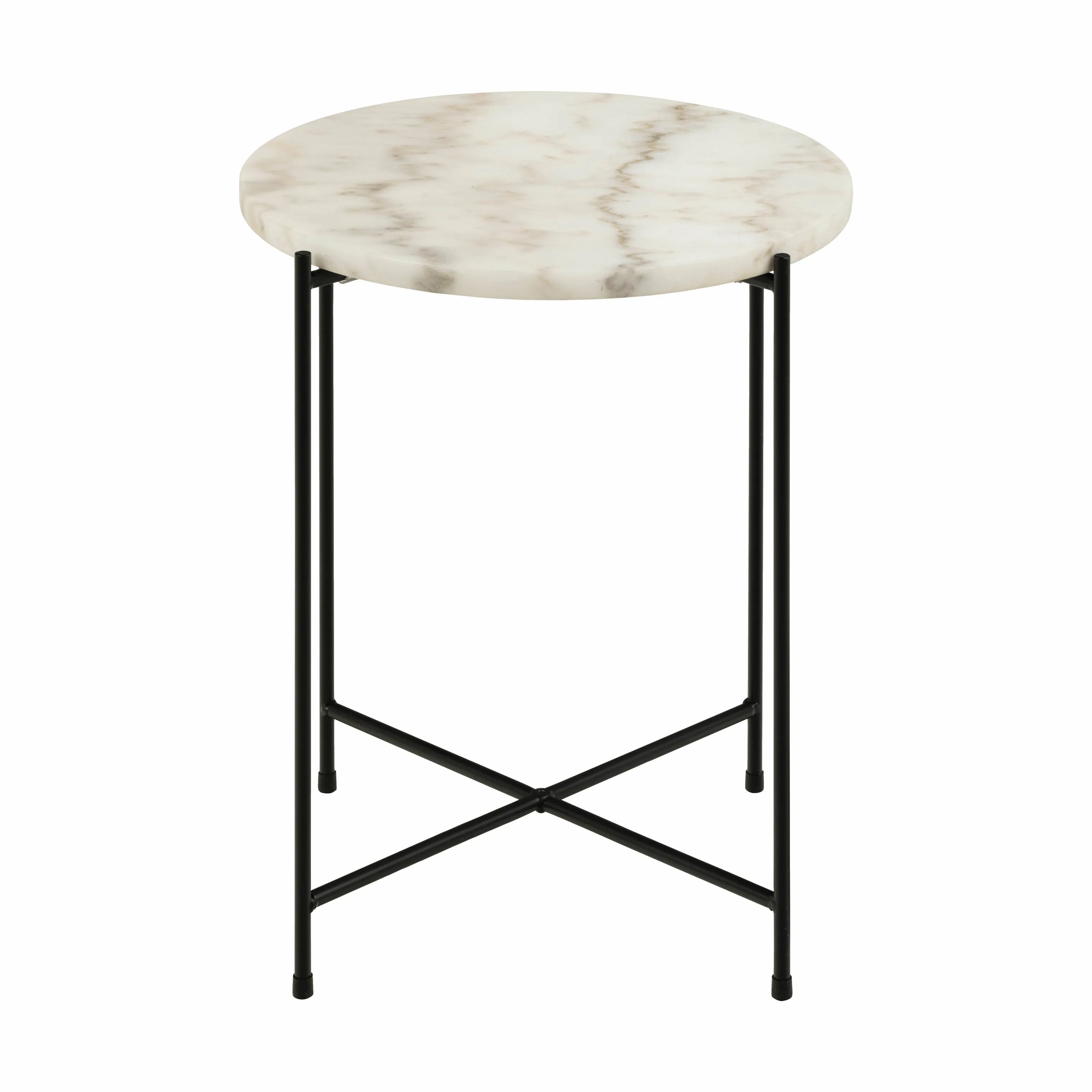 CASA Living Sideborde Avila Hjørnebord i Hvid Guangxi/mat sort, H45 x Ø42 cm, 1