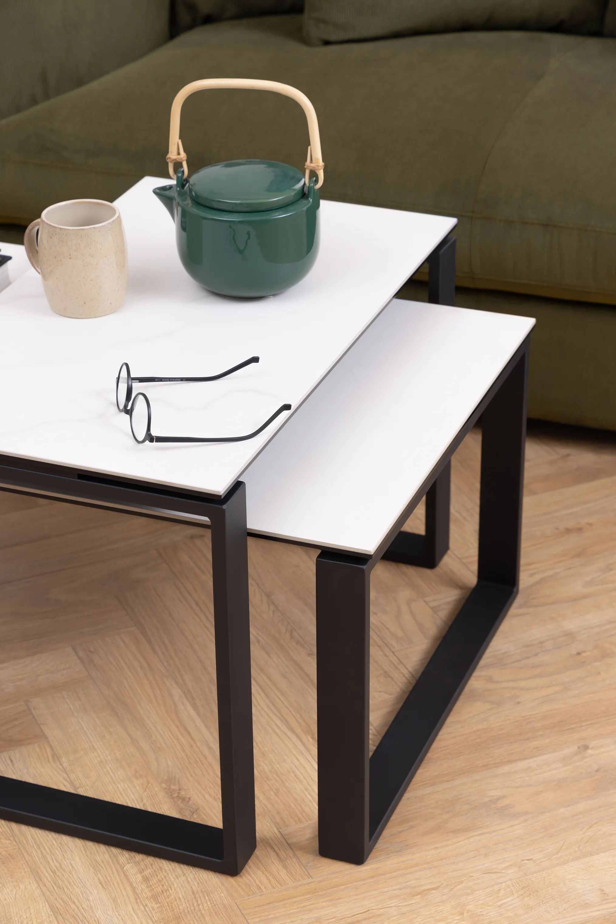 CASA Living Sofaborde Katrine Sofabordssæt - 2 stk i Hvid Akranes/sort, 2