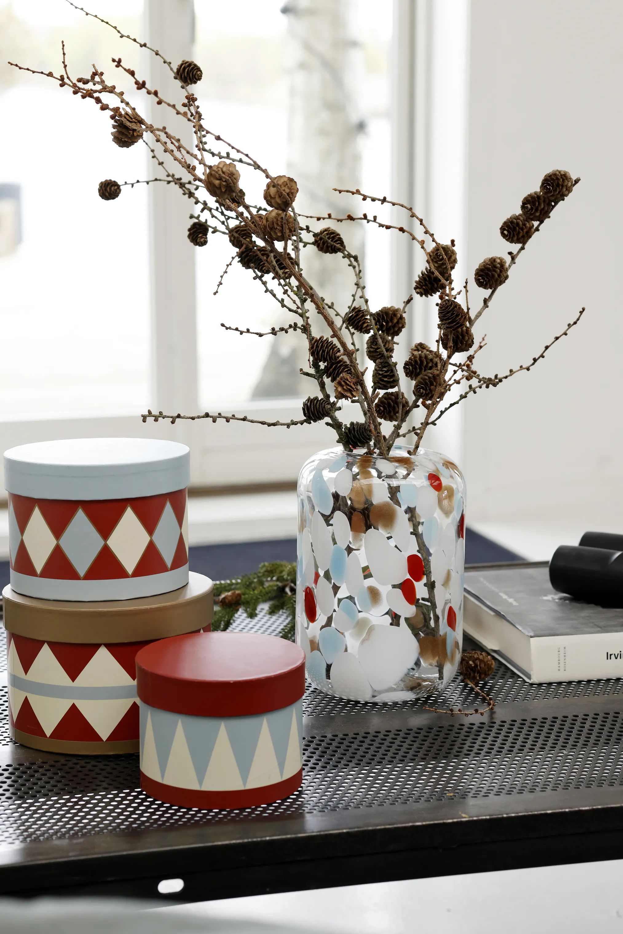 CASA Living Vaser Confetti Vase i rød/blå/guld, 2