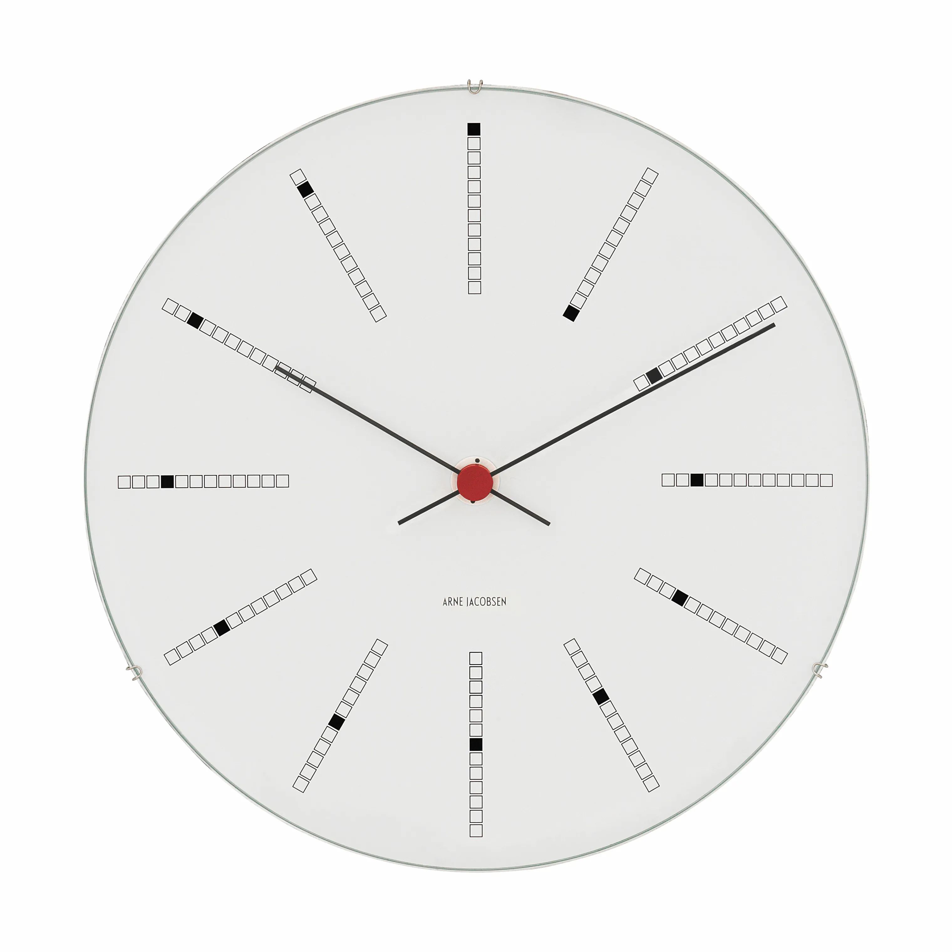 Arne Jacobsen Vægure Bankers Clock Vægur i Hvid/Sort/Rød, 48 cm, 1