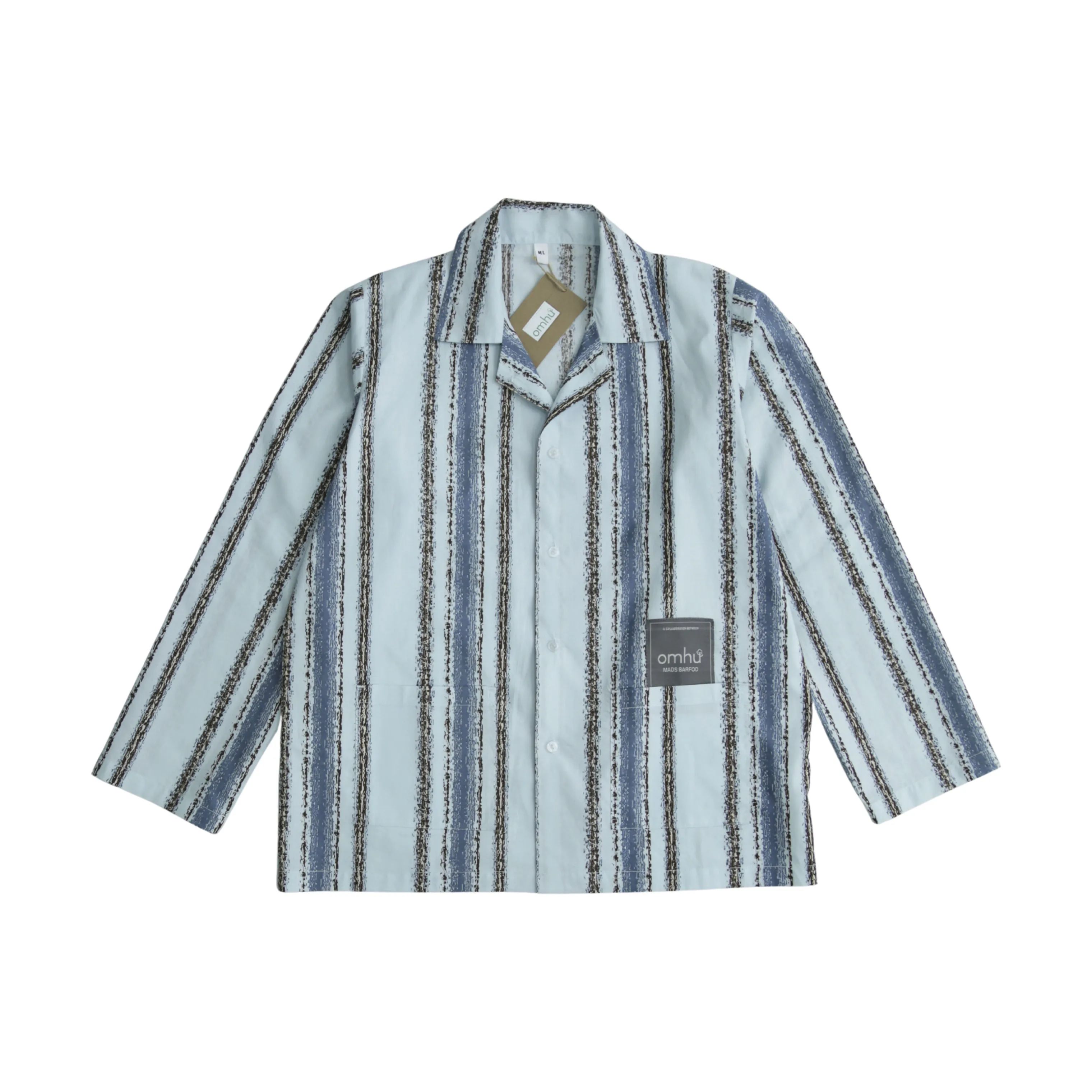 omhu x Mads Barfod Pyjamas Wave Grid Slumber Pyjamasskjorte i Aqua, XS/S, 1