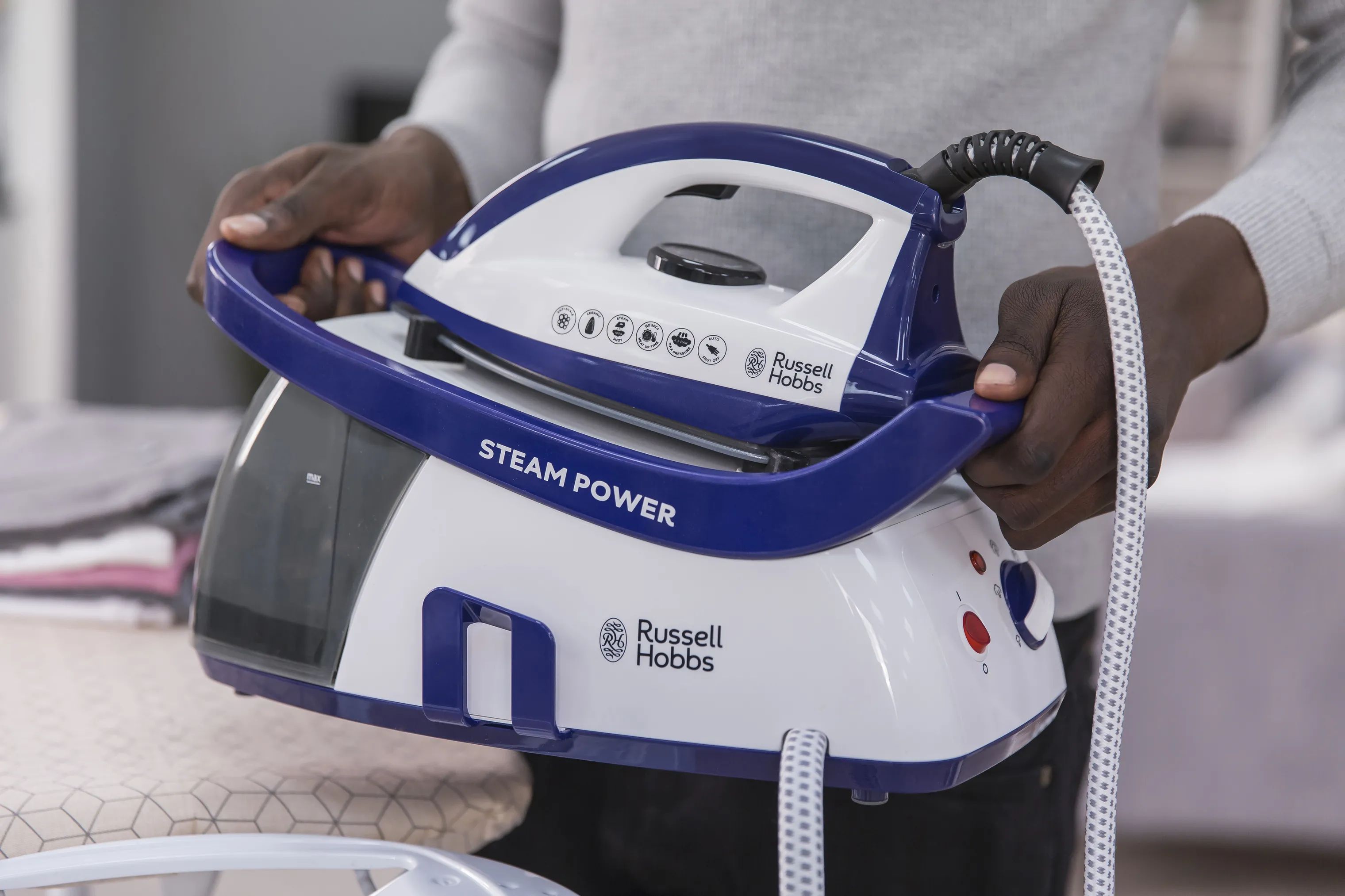 Russell Hobbs Strygejern Steam Power Dampstrygejern i Hvid/lilla, 7