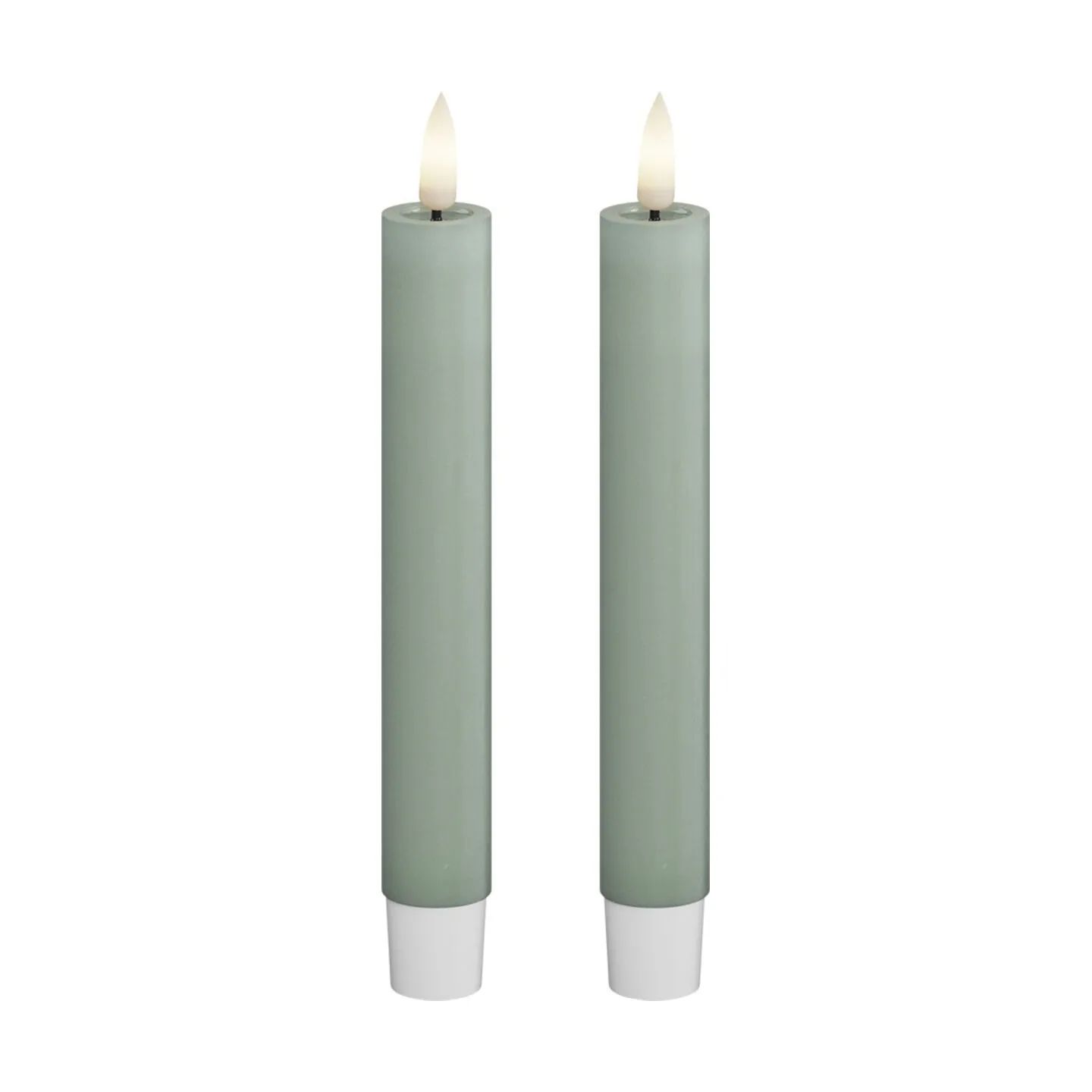 Deluxe Homeart LED-lys Real Flame LED Kronelys - 2 stk. i Salvie grøn, 15 cm, 1