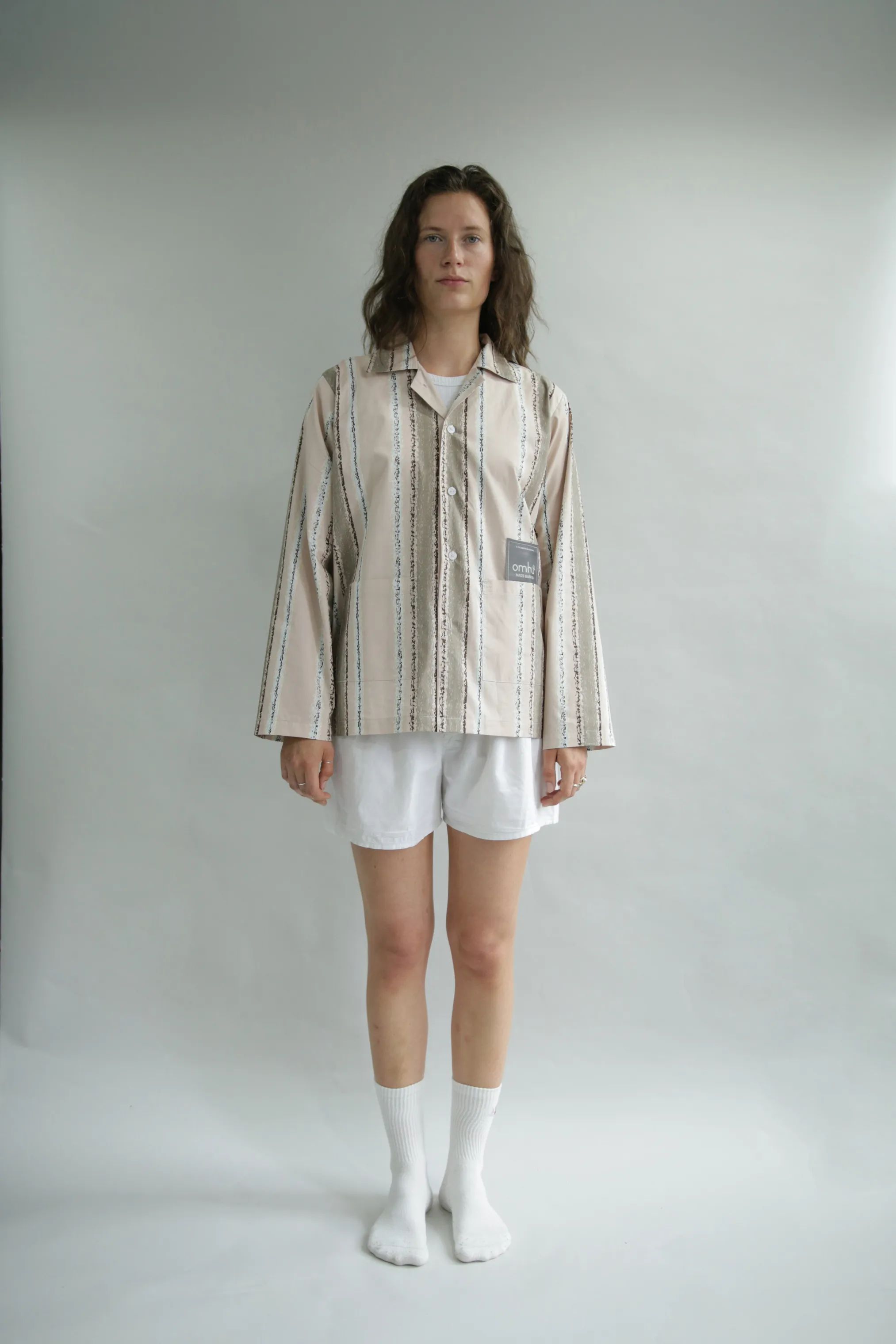 omhu x Mads Barfod Pyjamas Wave Grid Slumber Pyjamasskjorte i Latte, M/L, 7