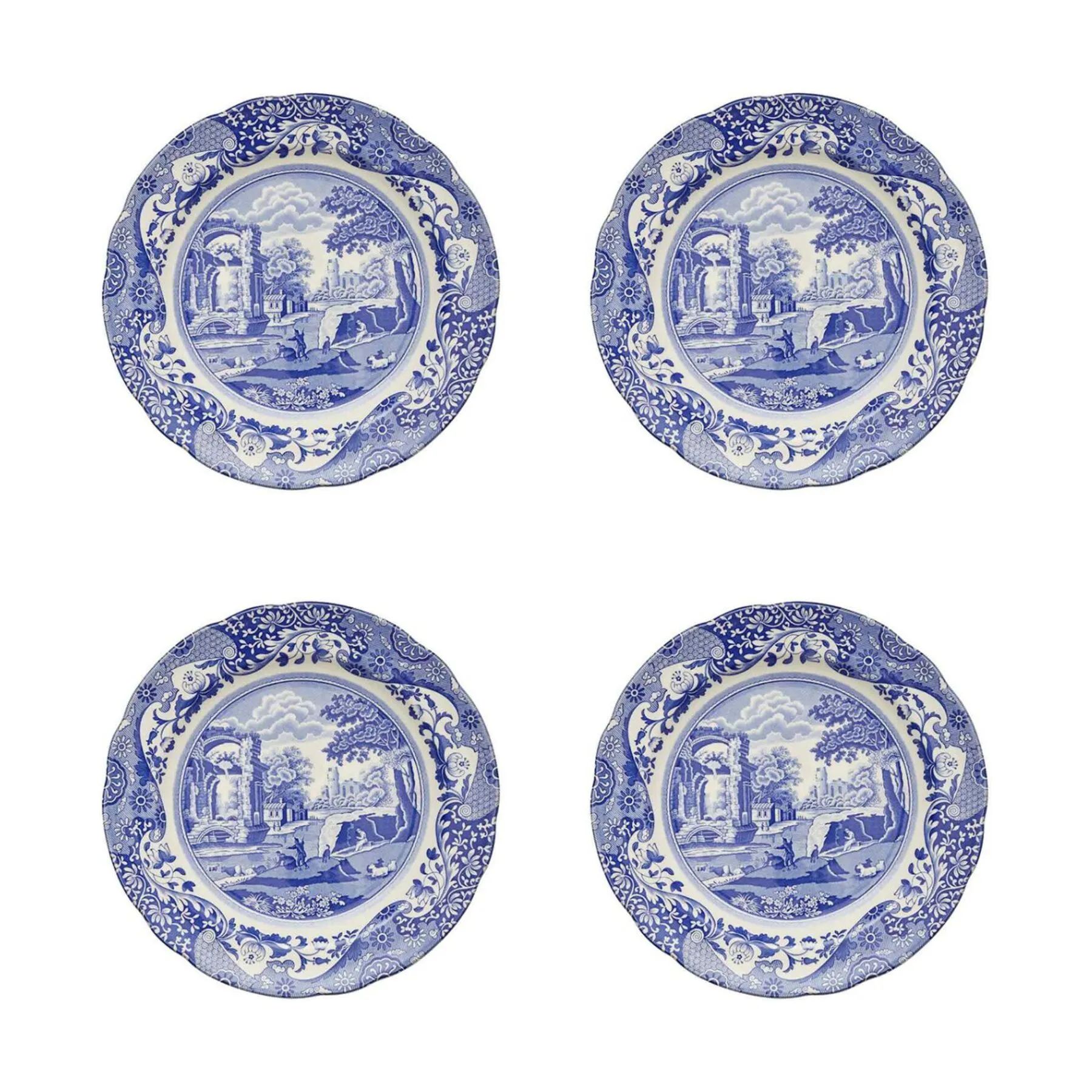 Spode Frokosttallerkener Blue Italian Blue Italien Frokosttallerken - 4 stk. i Blå/hvid, 1