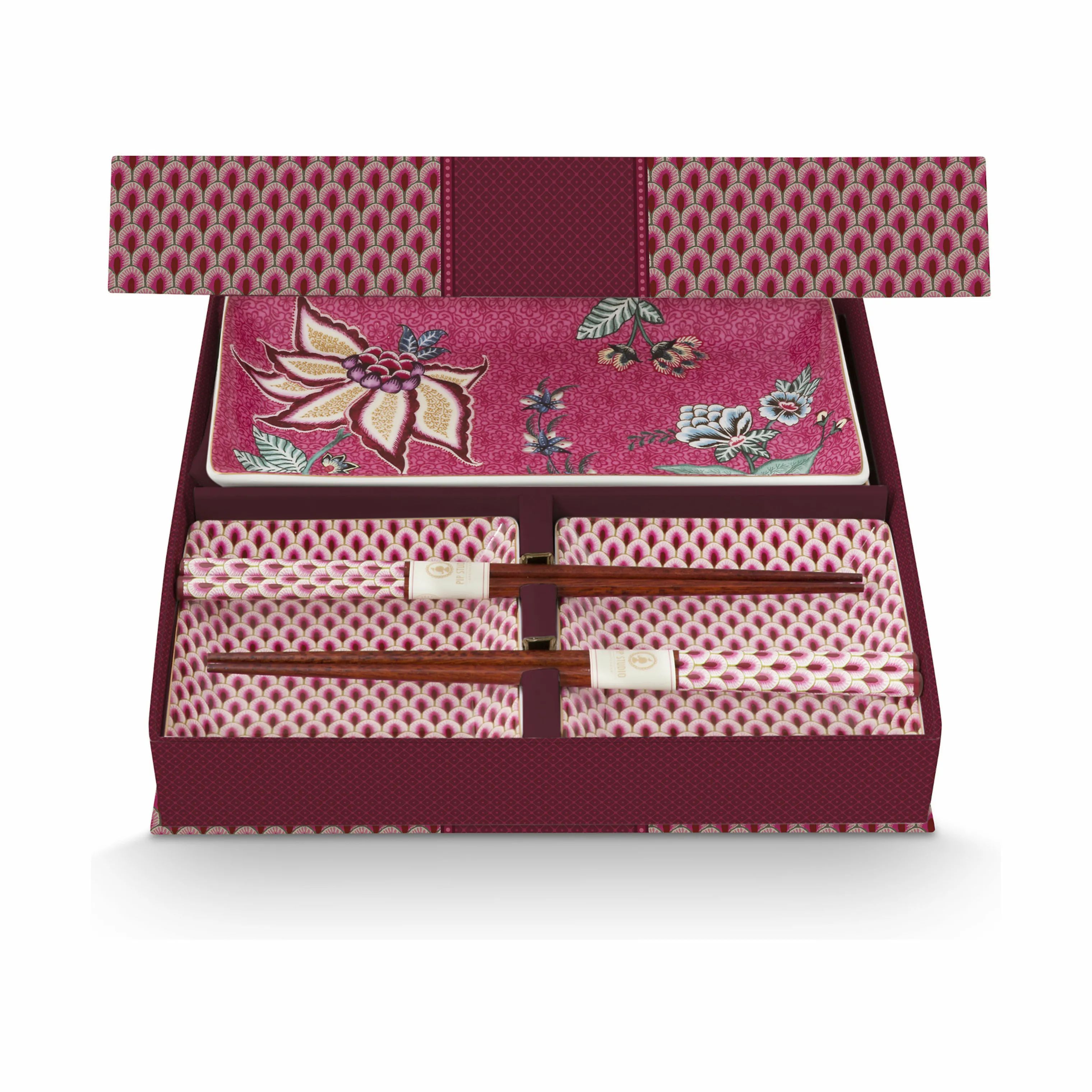 PIP Studio Bestiksæt Square Oriental Flower Festival Sushisæt - 5 dele i Pink flowers, 5