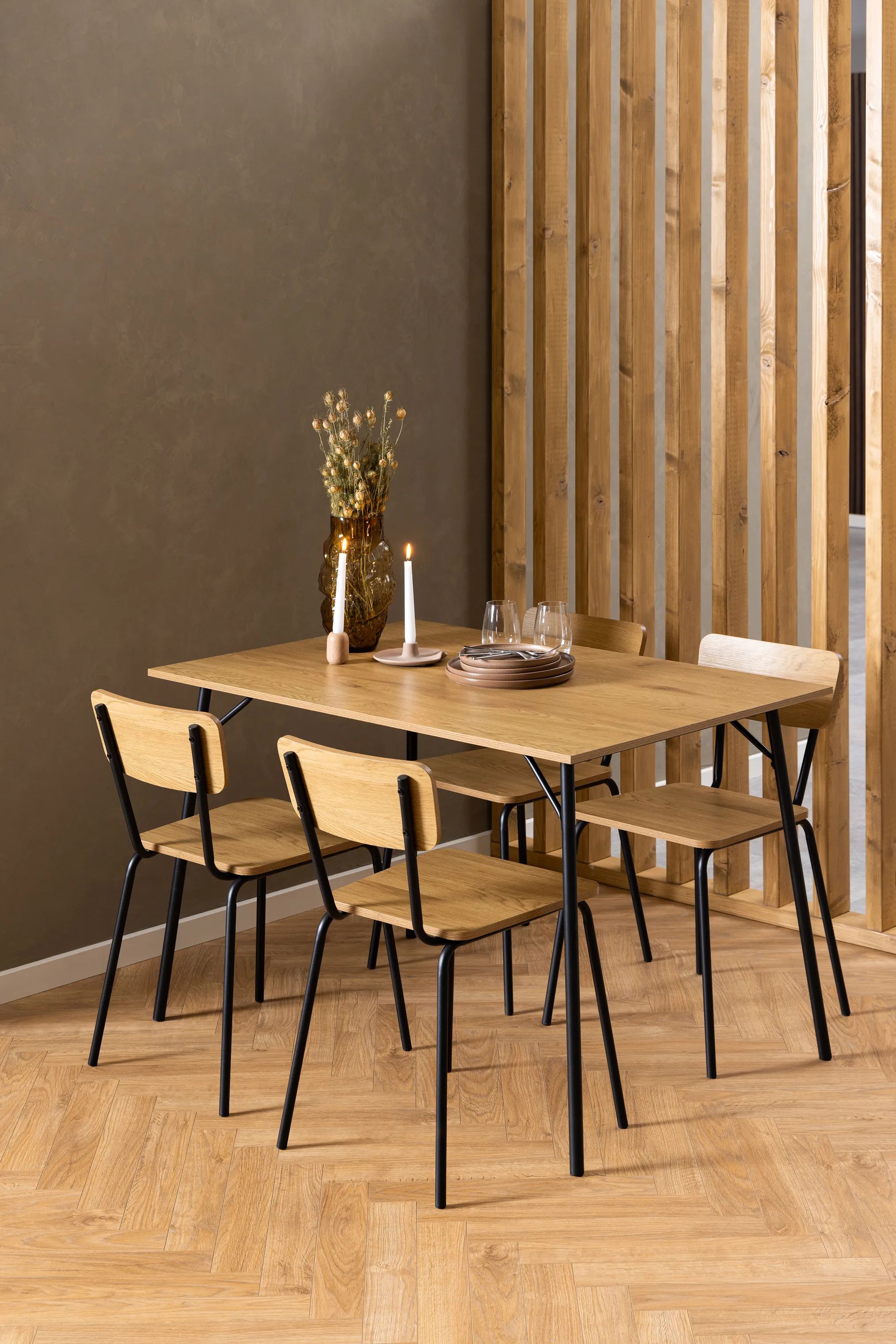 CASA Living Spisebordsstole Peru Spisebordsstol - 4 stk. i Brun/sort, 3