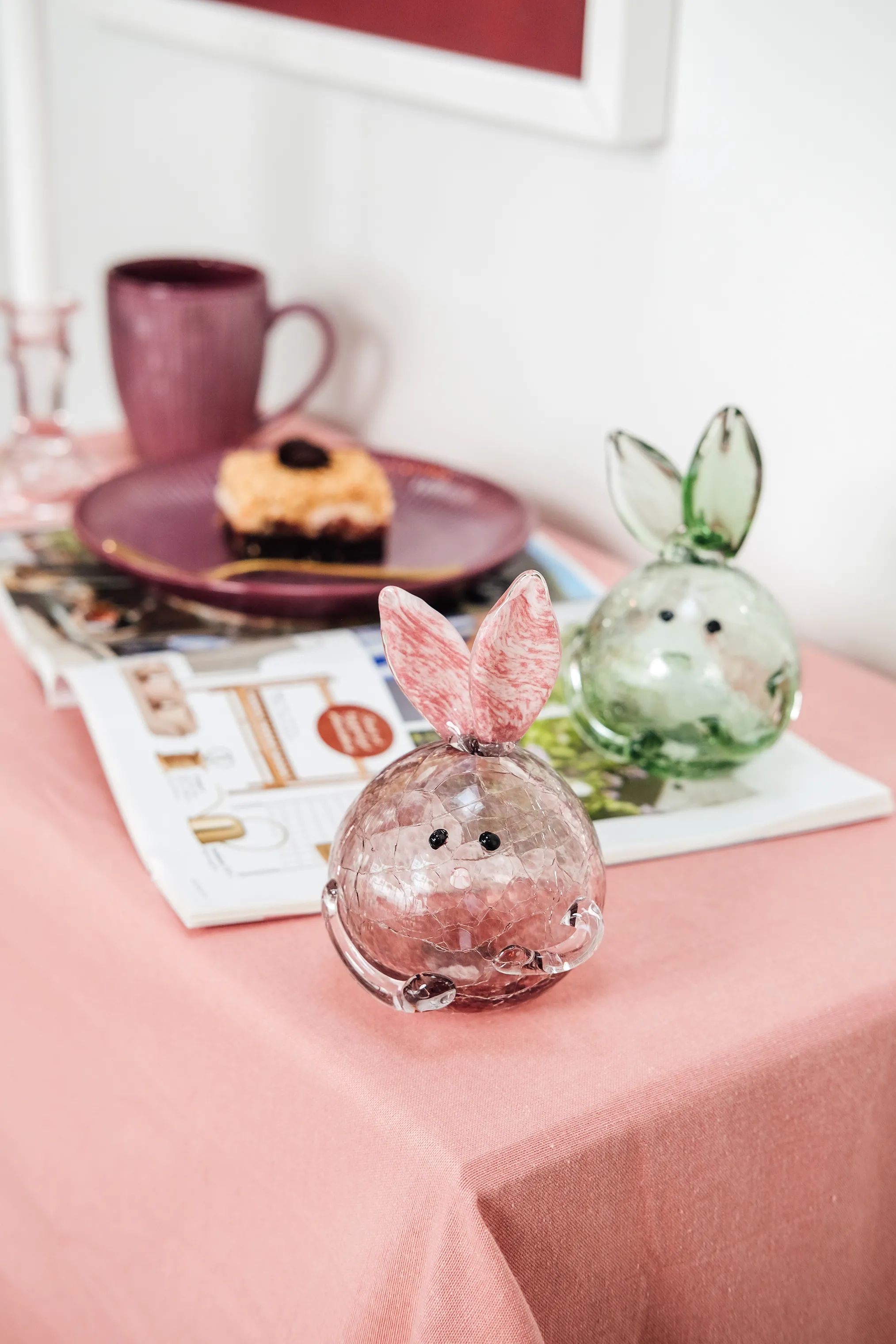 CASA Living Påskefigurer Glaskanin i Rosa, 2