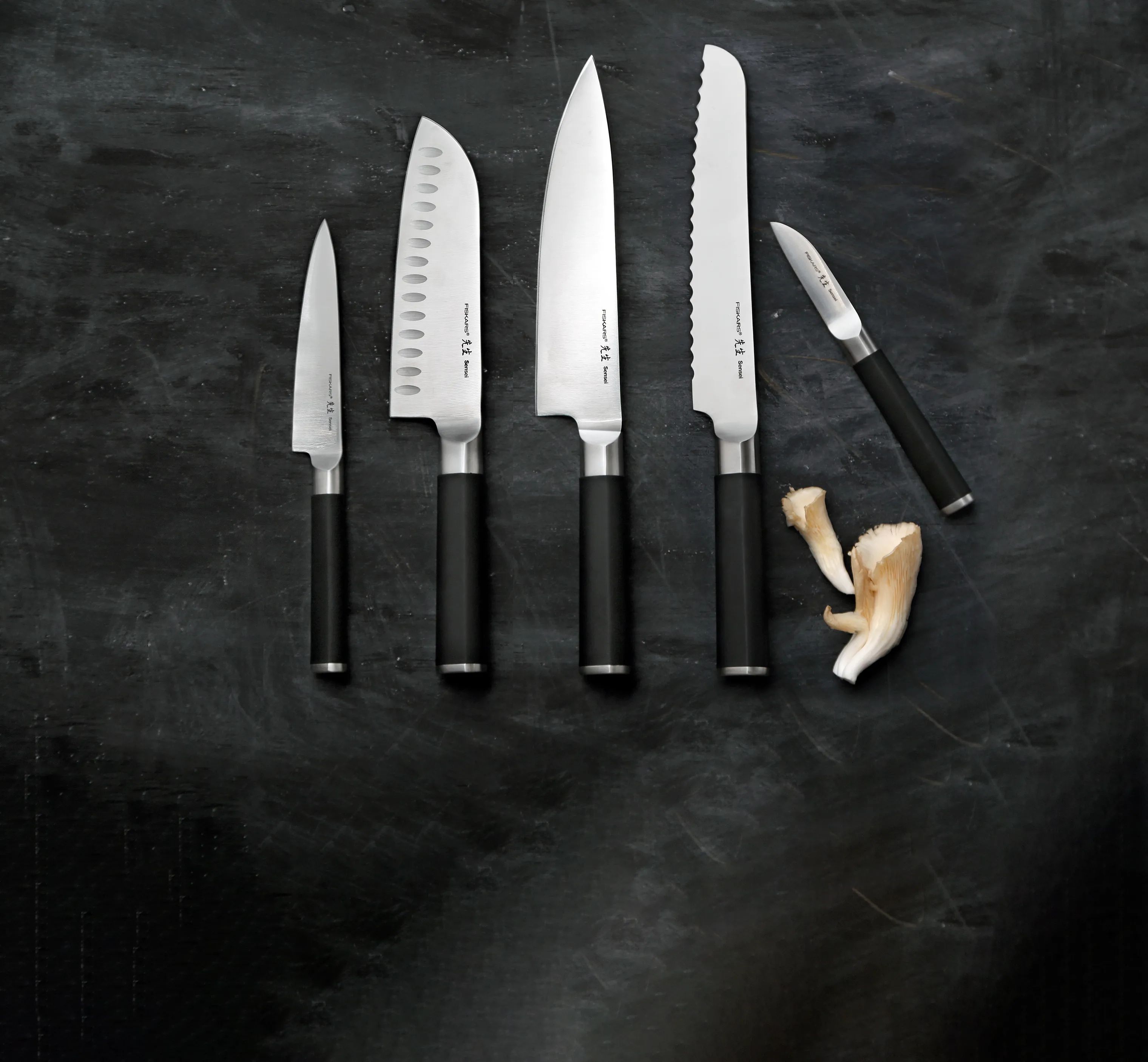 Fiskars Knivblokke med knive Sensei Knivblok - 6 dele i Sort, 2