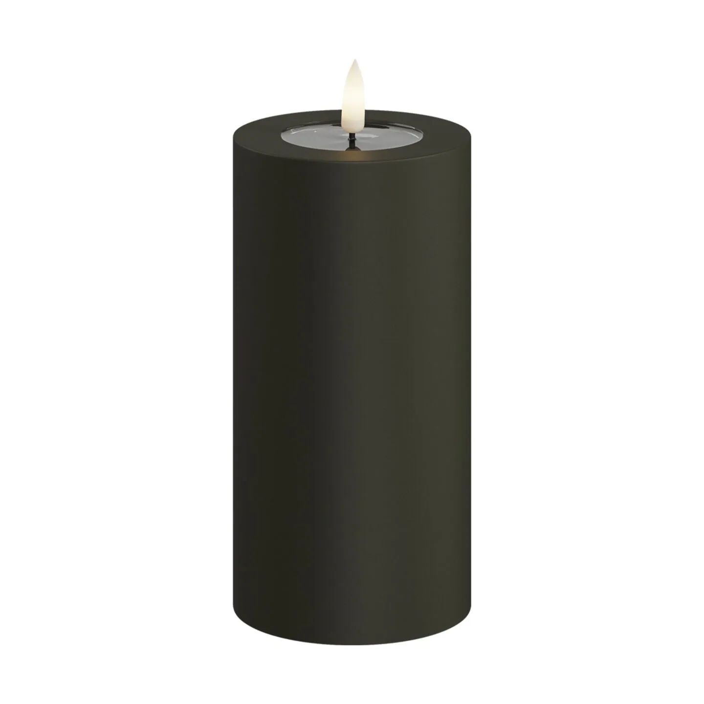 Deluxe Homeart LED-lys Real Flame LED Udendørs Bloklys i Mørk Grøn, H15 x Ø7,5 cm, 1