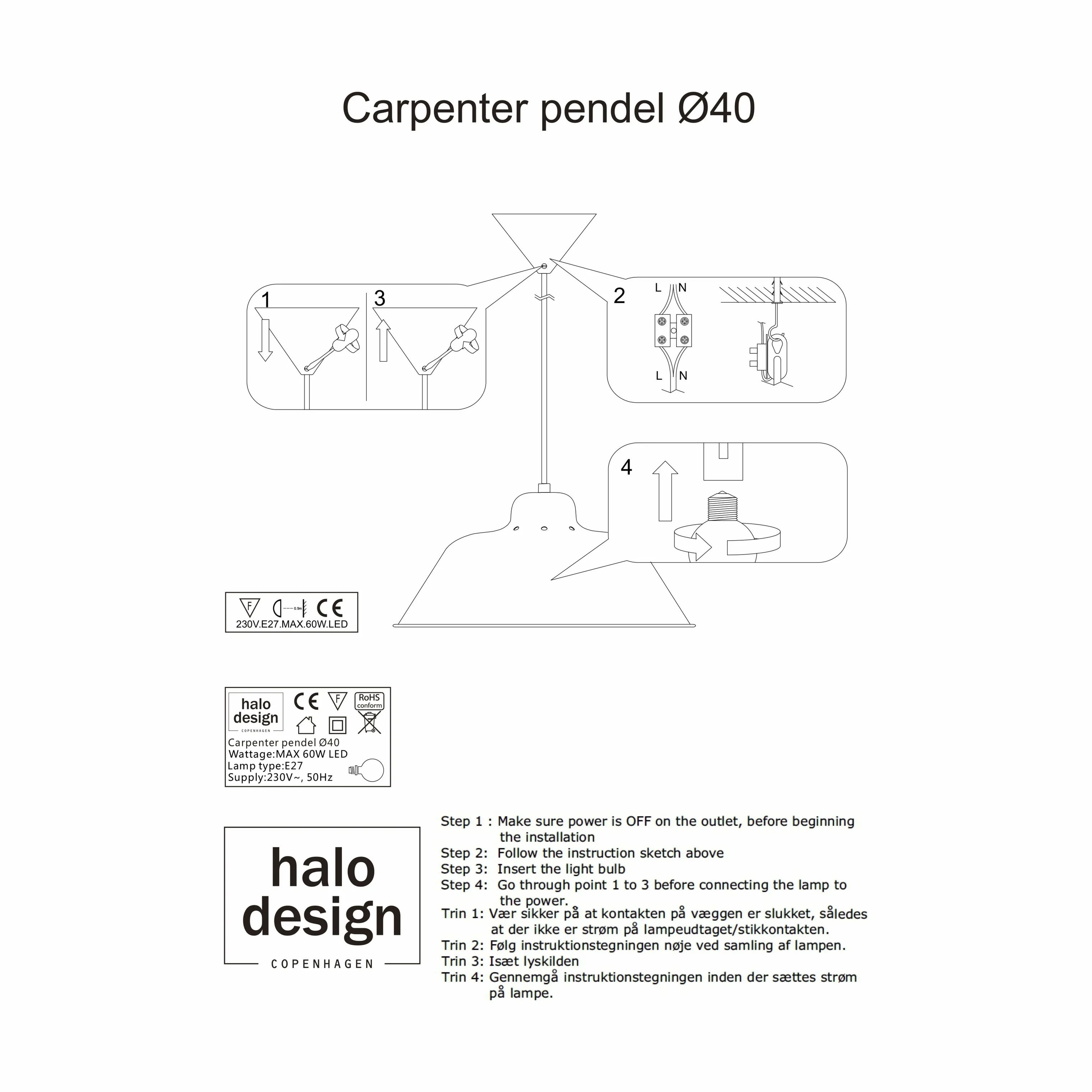 Halo Design Pendler Carpenter Pendel i Grå, 2