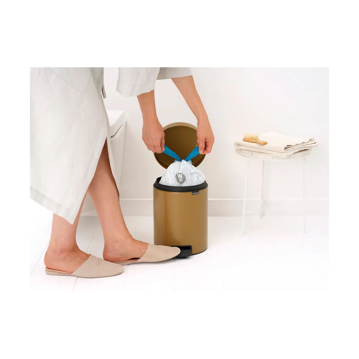 Brabantia Toiletspande NewIcon Pedalspand i Warm Gold, 5 L, 4