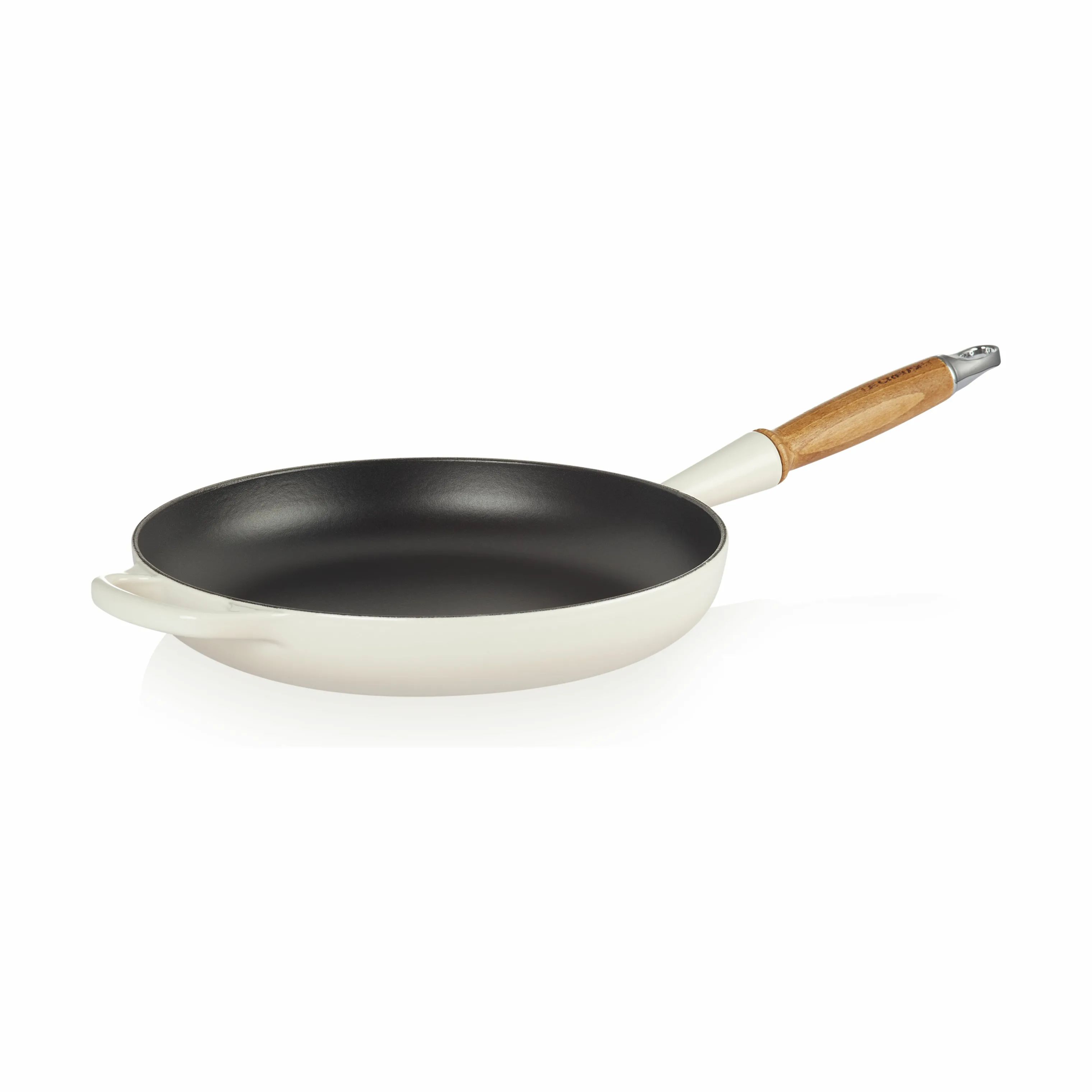 Le Creuset Stegepander Stegepande m. træhåndtag i Meringue, 1