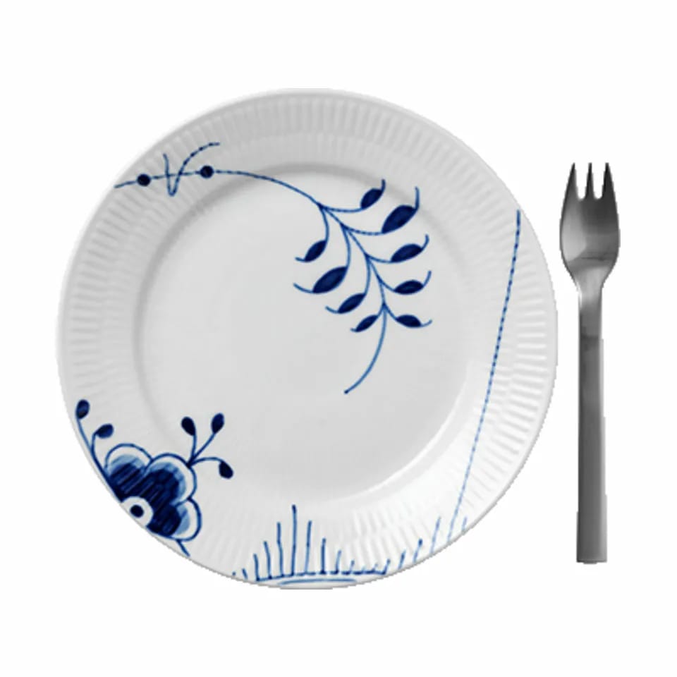 Royal Copenhagen Kagetallerkener Blå Mega Riflet Desserttallerken #2 i Desserttallerken #2, 4