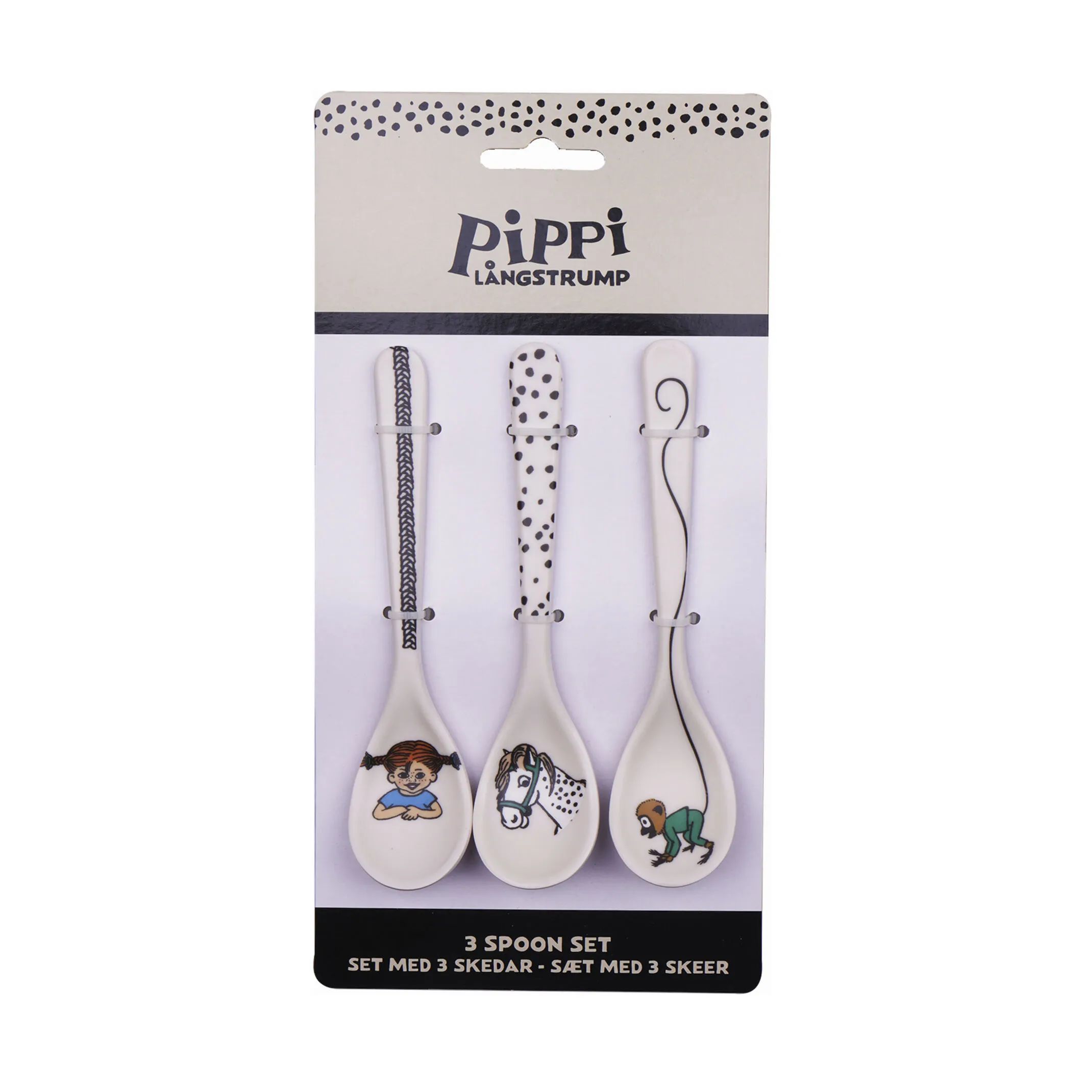 Barbo Toys Børnebestik Pippi Langstrømpe Børneske - 3 stk. i Multifarvet, 3