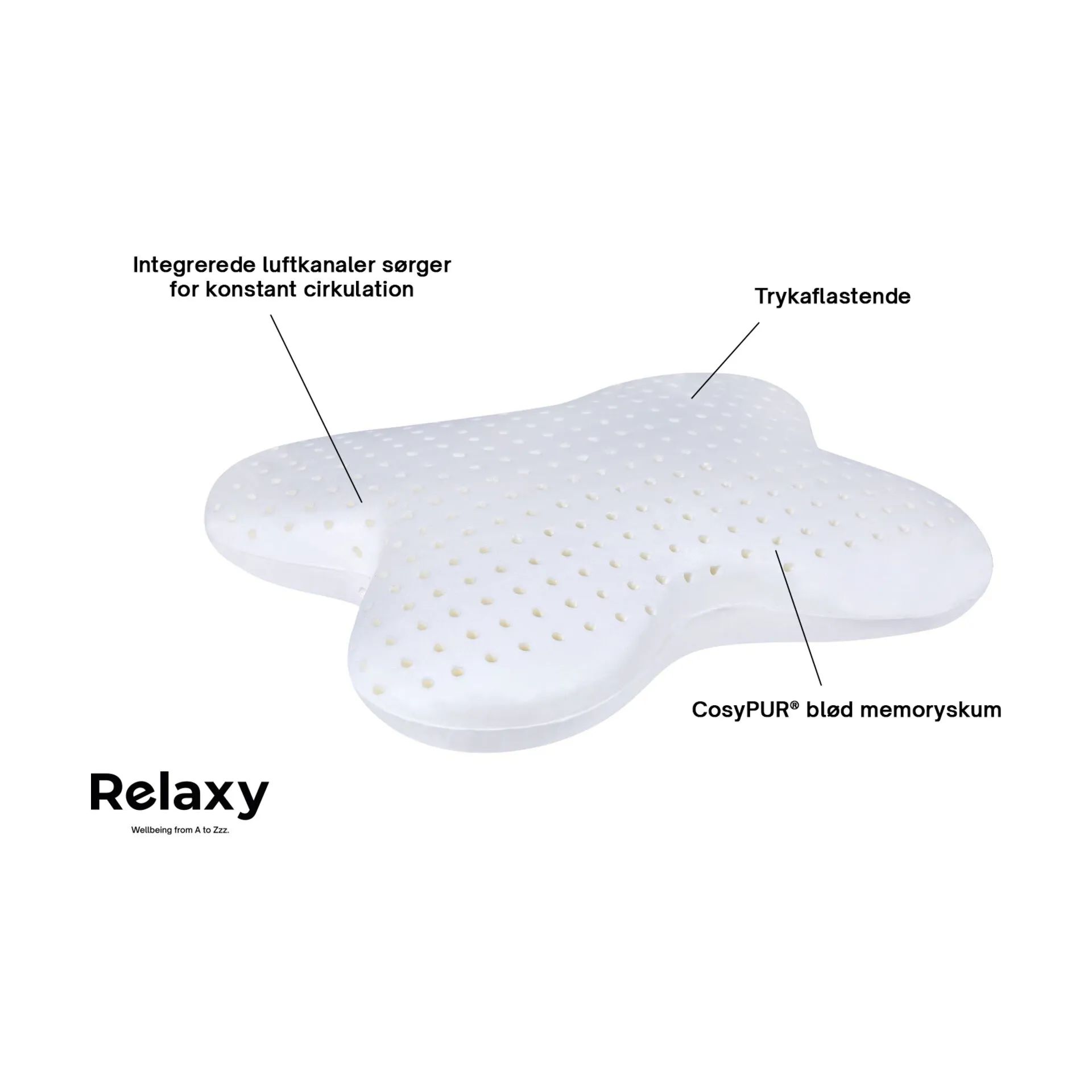 Relaxy Hovedpuder Star Memoryfoam Hovedpude i Hvid, 4