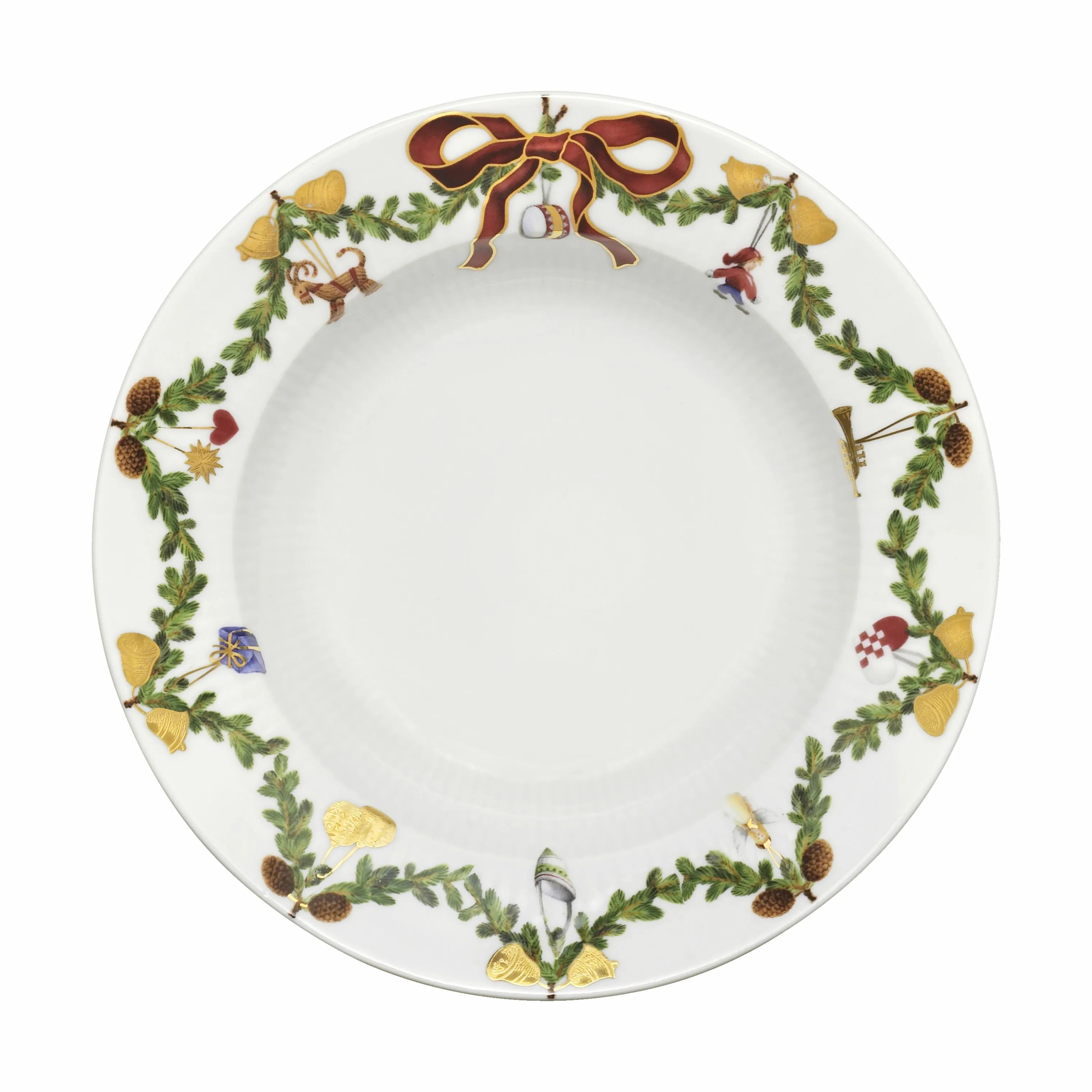 Royal Copenhagen Dybe tallerkener Stjerne Riflet Jul Dyb tallerken i Grøn/hvid/rød, 17 cm, 1