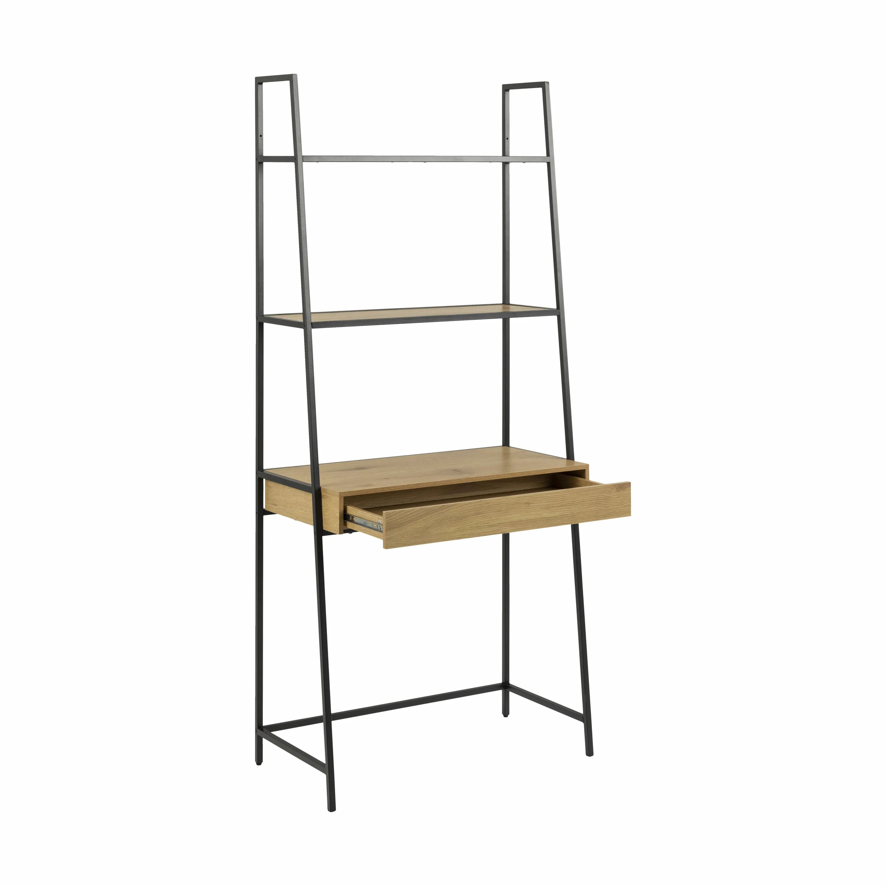 CASA Living Skriveborde Seaford Reol m. Skrivebord i Natur/sort, 6