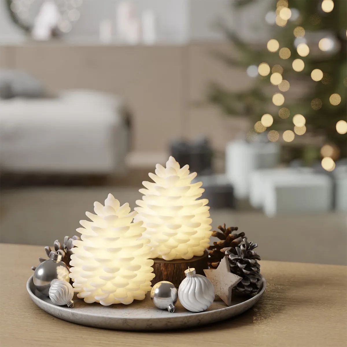 Deluxe Homeart LED-lys LED Kogle - 2 stk. i Hvid, 4