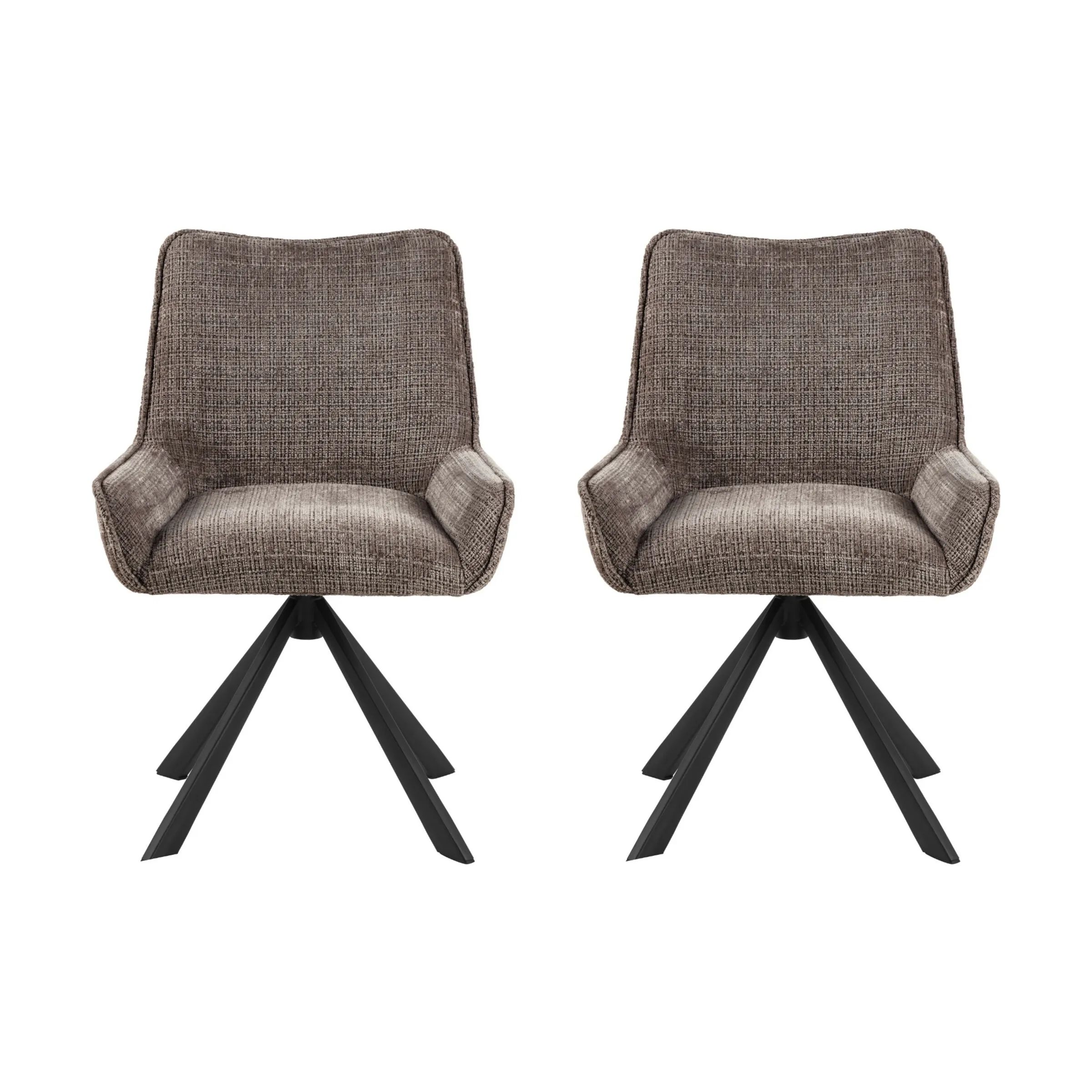 CASA Living Spisebordsstole Eddie Spisebordsstol - 2 stk i Brun/mat sort, 1