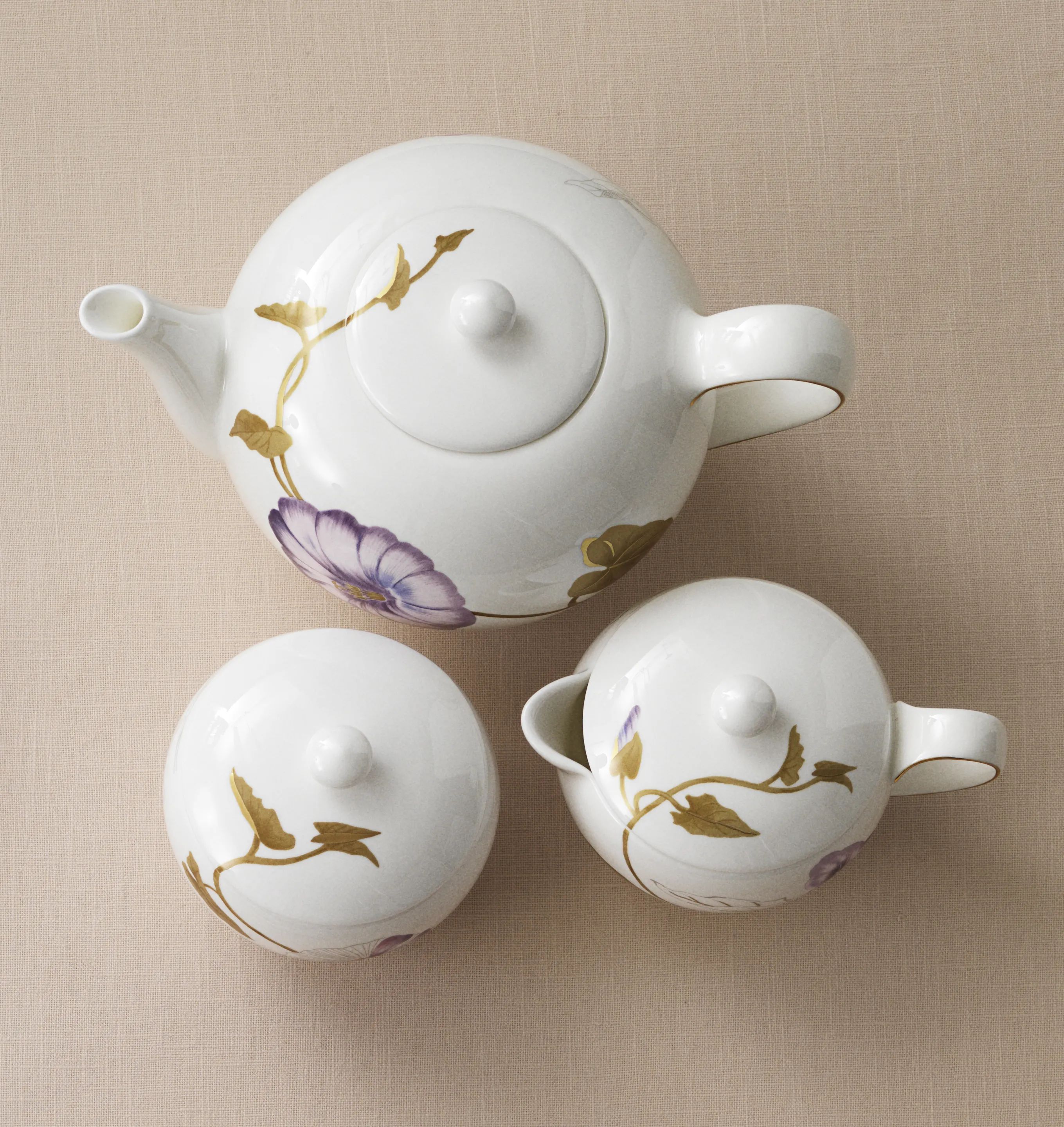 Royal Copenhagen Tekander Flora Tekande - Snerle i Lilla/hvid, 2