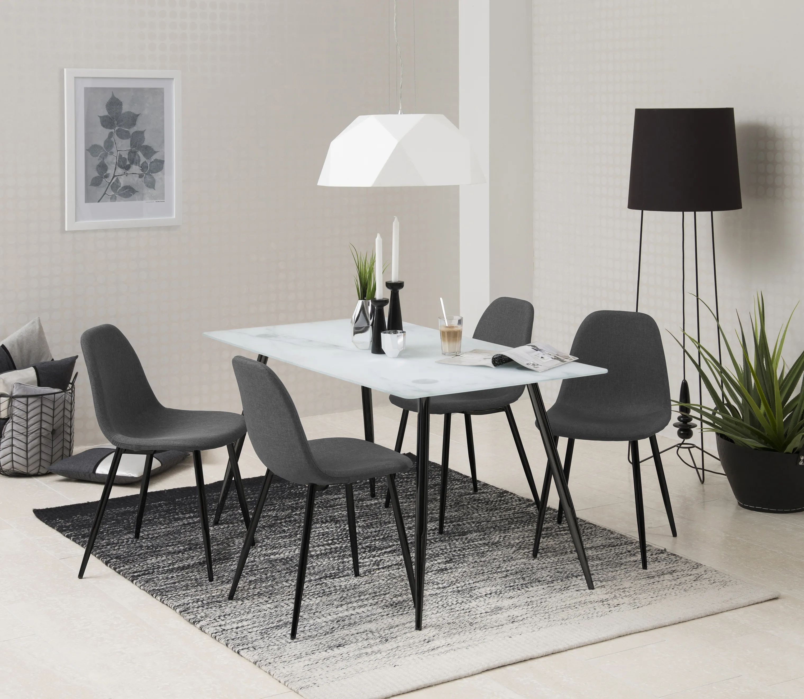 CASA Living Spisebordsstole Wilma Spisebordsstol - 4 stk. i mørkegrå/sort, 2