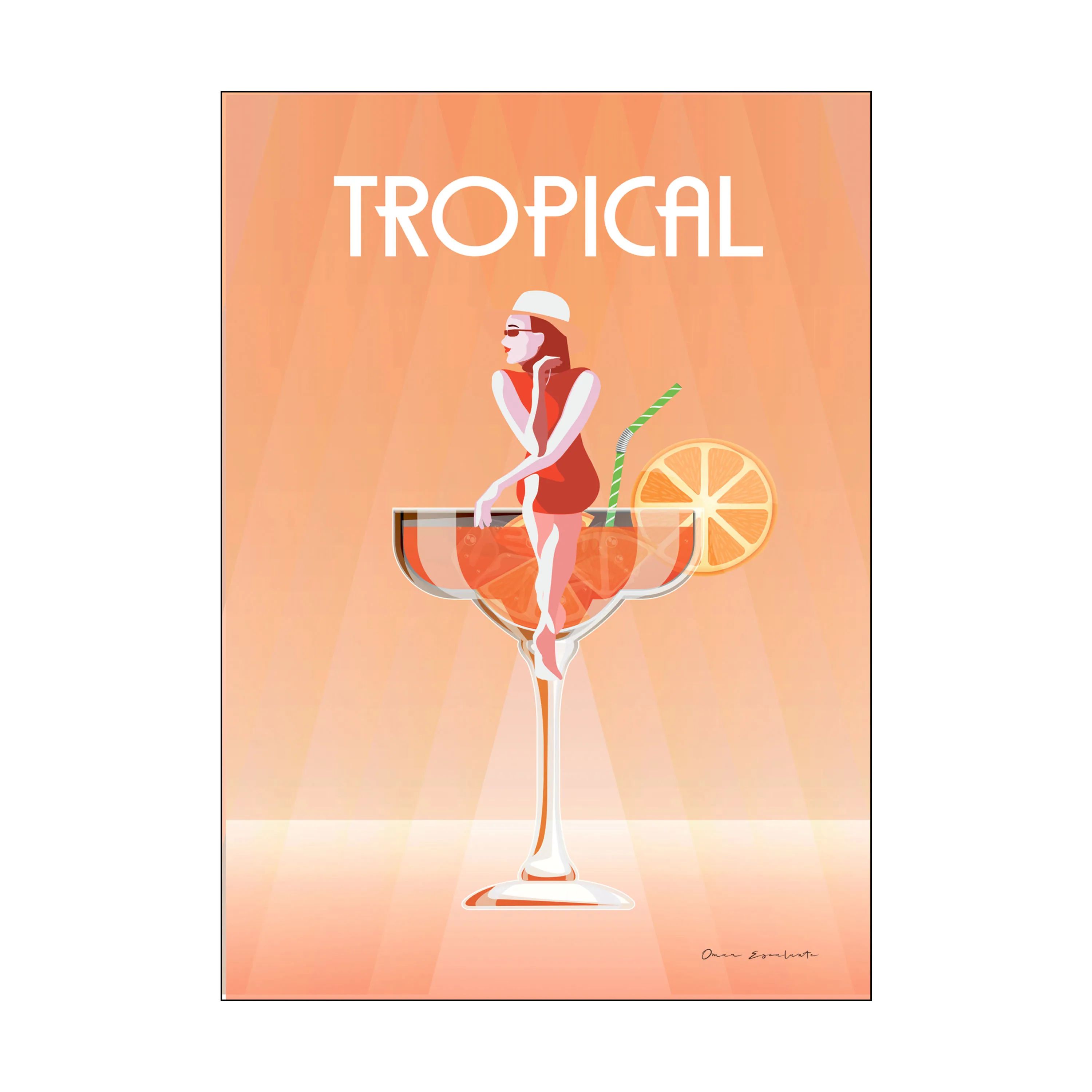 Poster&Frame Plakater Plakat - Tropical drink i Multifarvet, B50 x L70 cm, 1