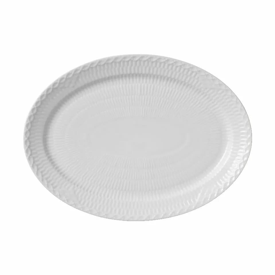 Royal Copenhagen Middagstallerkener Hvid Halvblonde Oval Tallerken i Hvid, 28 cm, 1