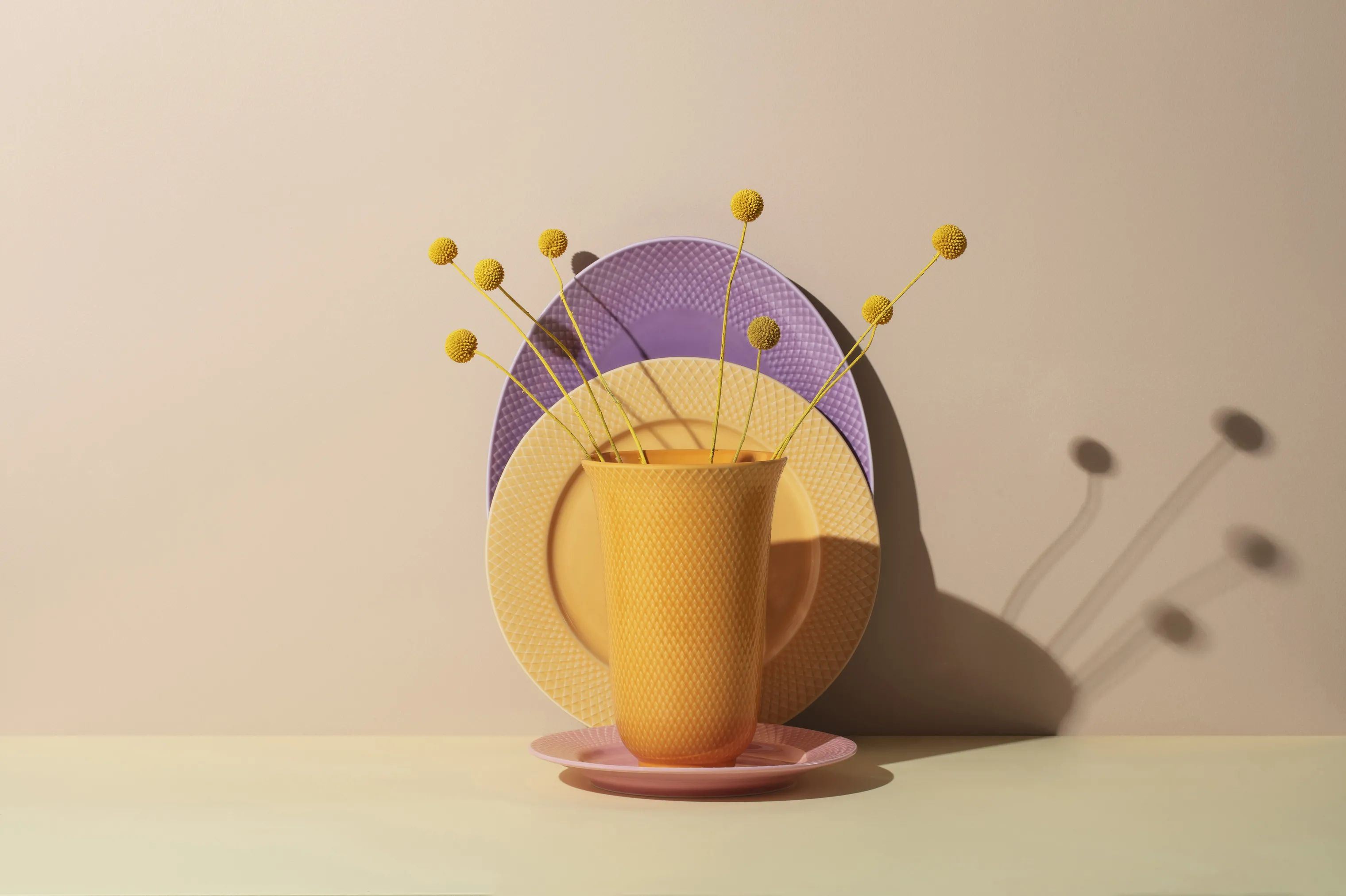 Lyngby Porcelæn Vaser Rhombe Color  Vase i gul, 3