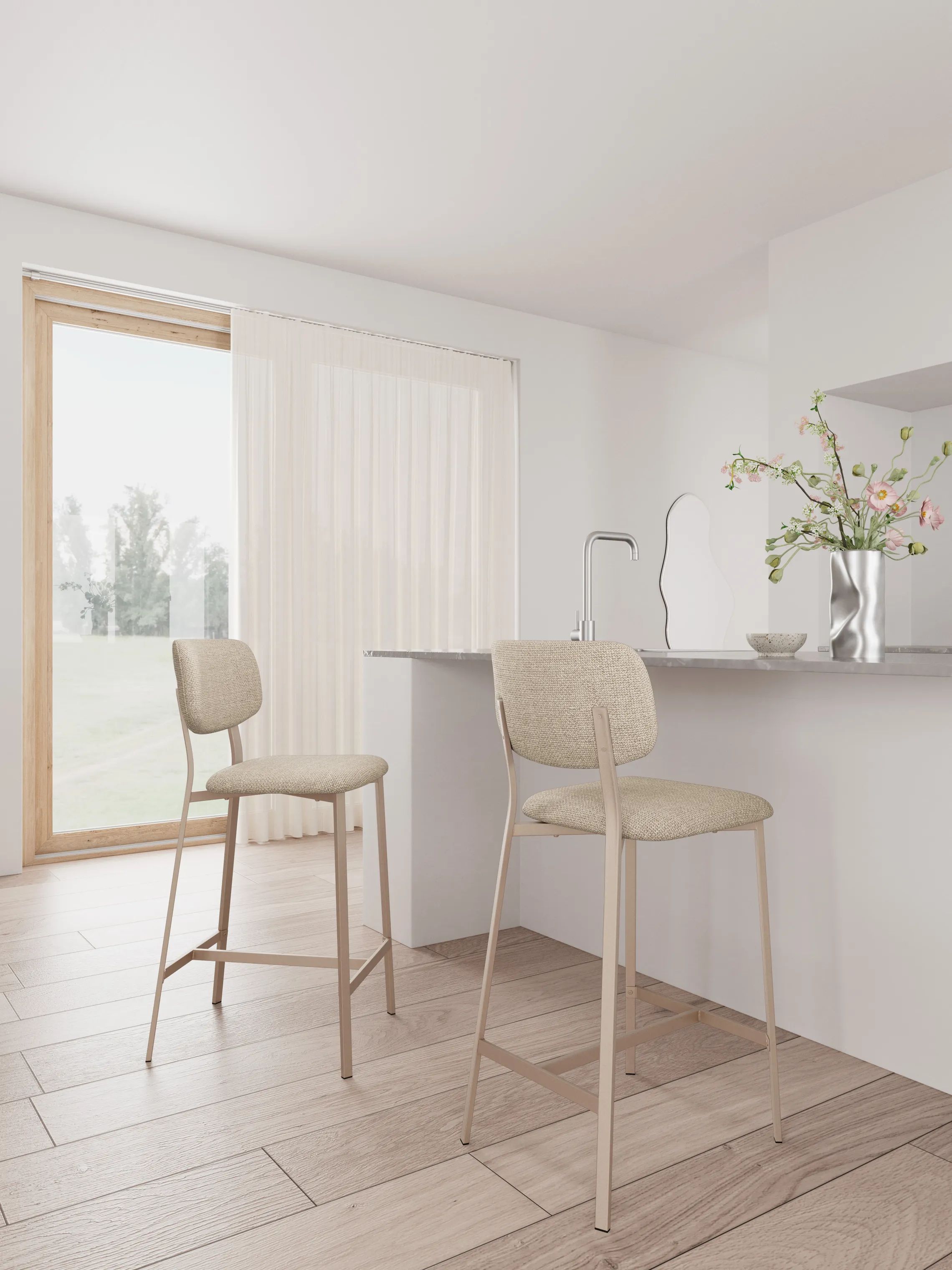 CASA Living Barstole Alison Counterstol - 2 stk. i Beige, 2