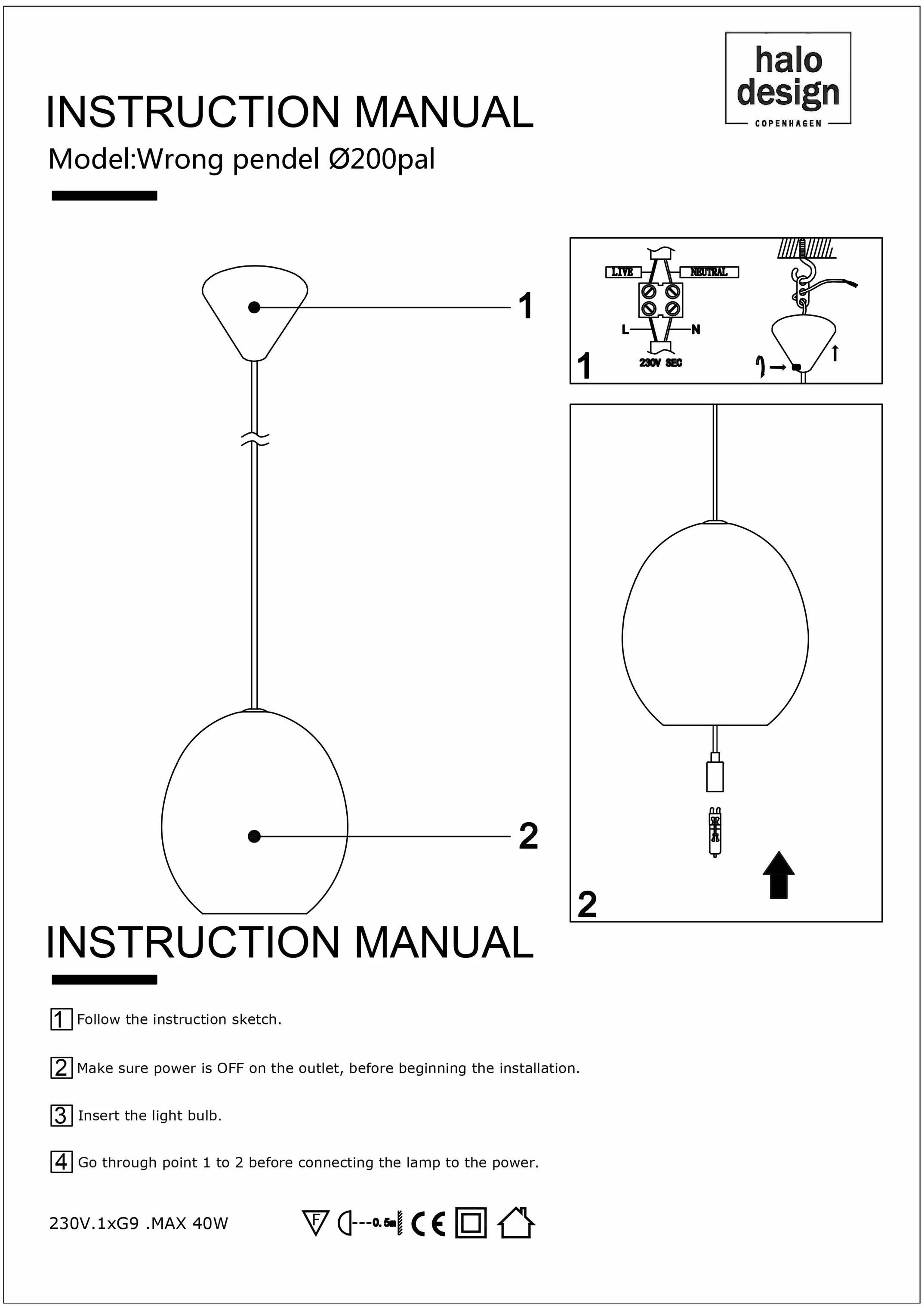 Halo Design Pendler Wrong Pendel i 20 cm, 3