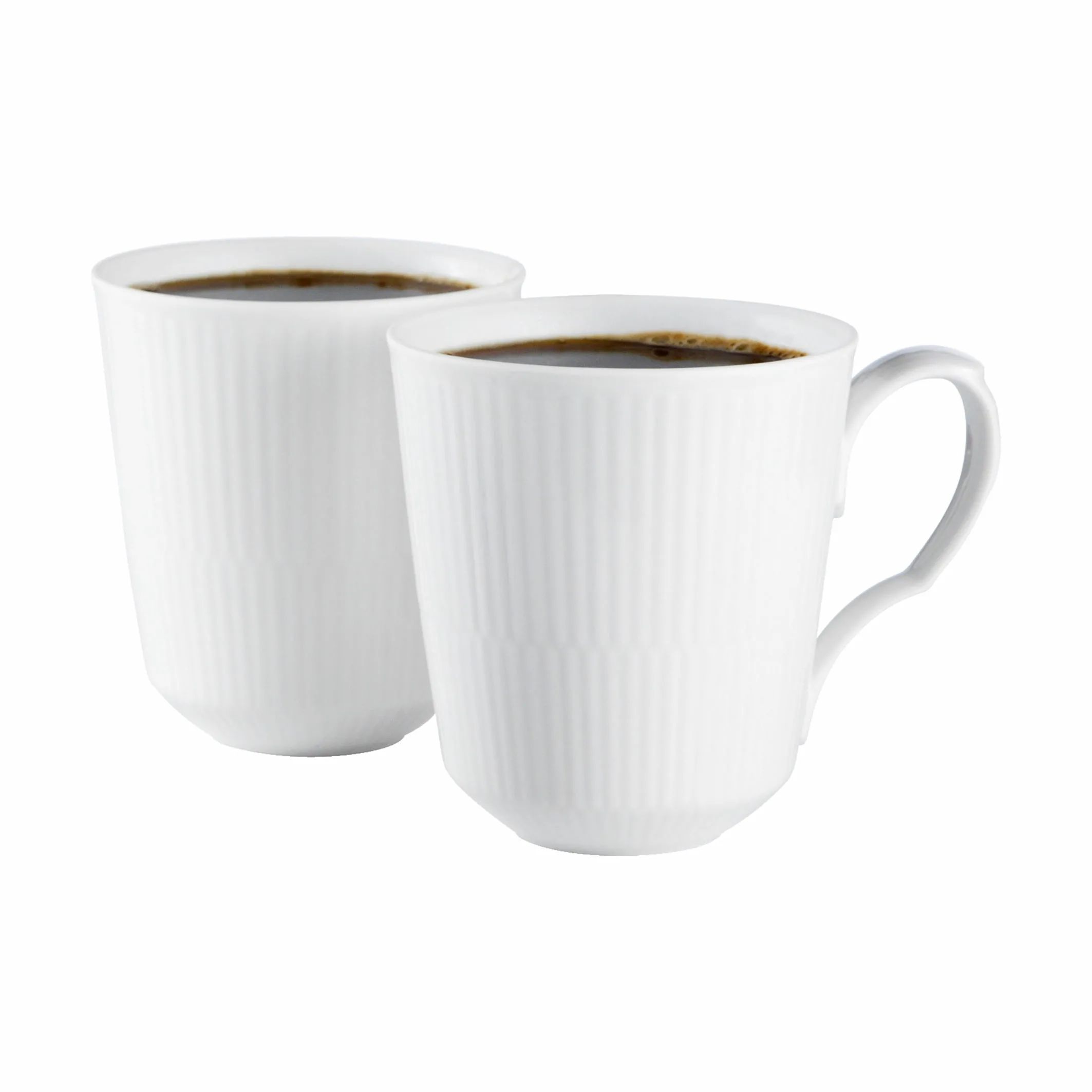 Royal Copenhagen Krus og kopper med hank Hvid Riflet Krus - 2 stk. i Hvid, 38 cl, 4