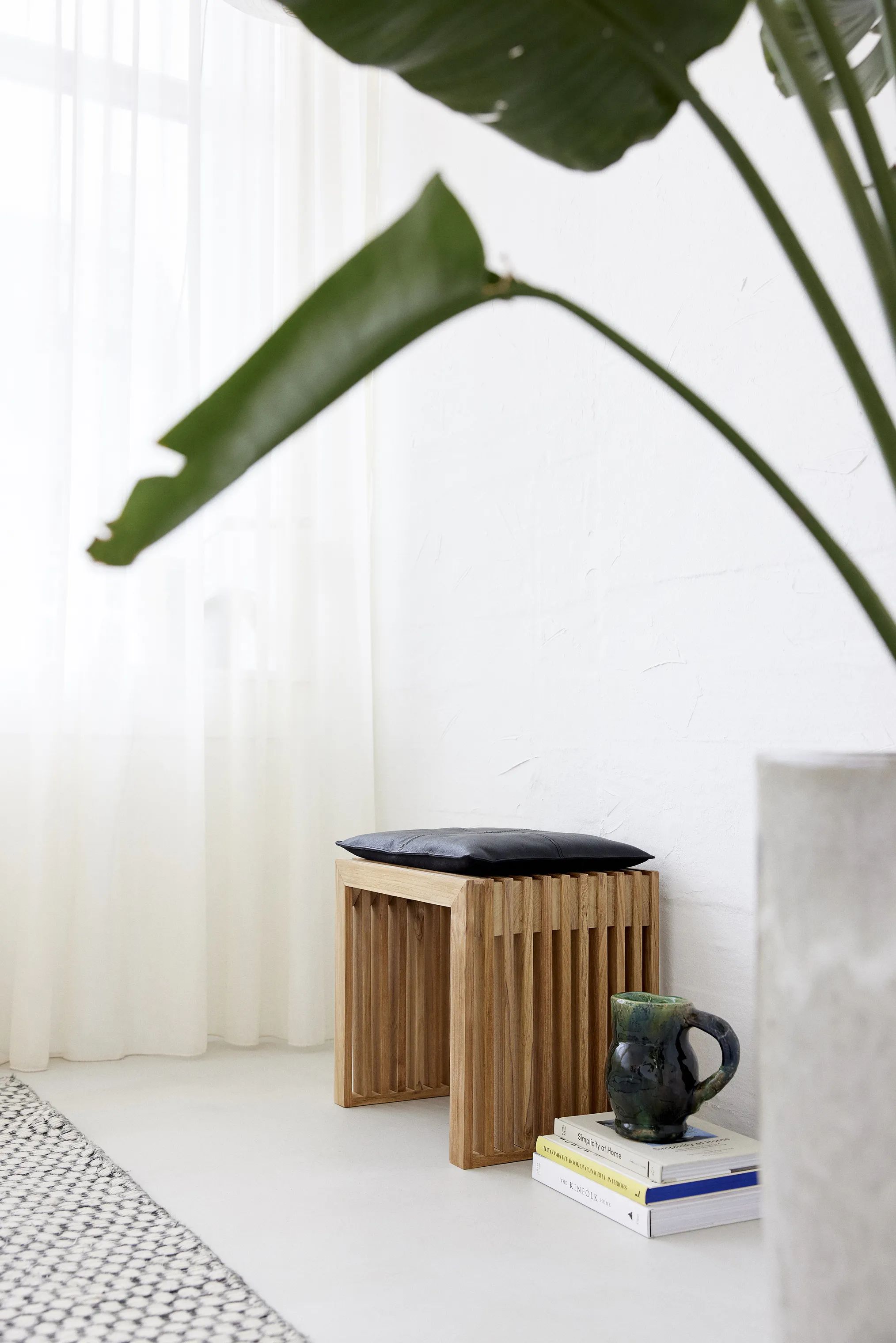 cinas Skamler Rib Skammel inkl. sort hynde i Teak/sort, 3