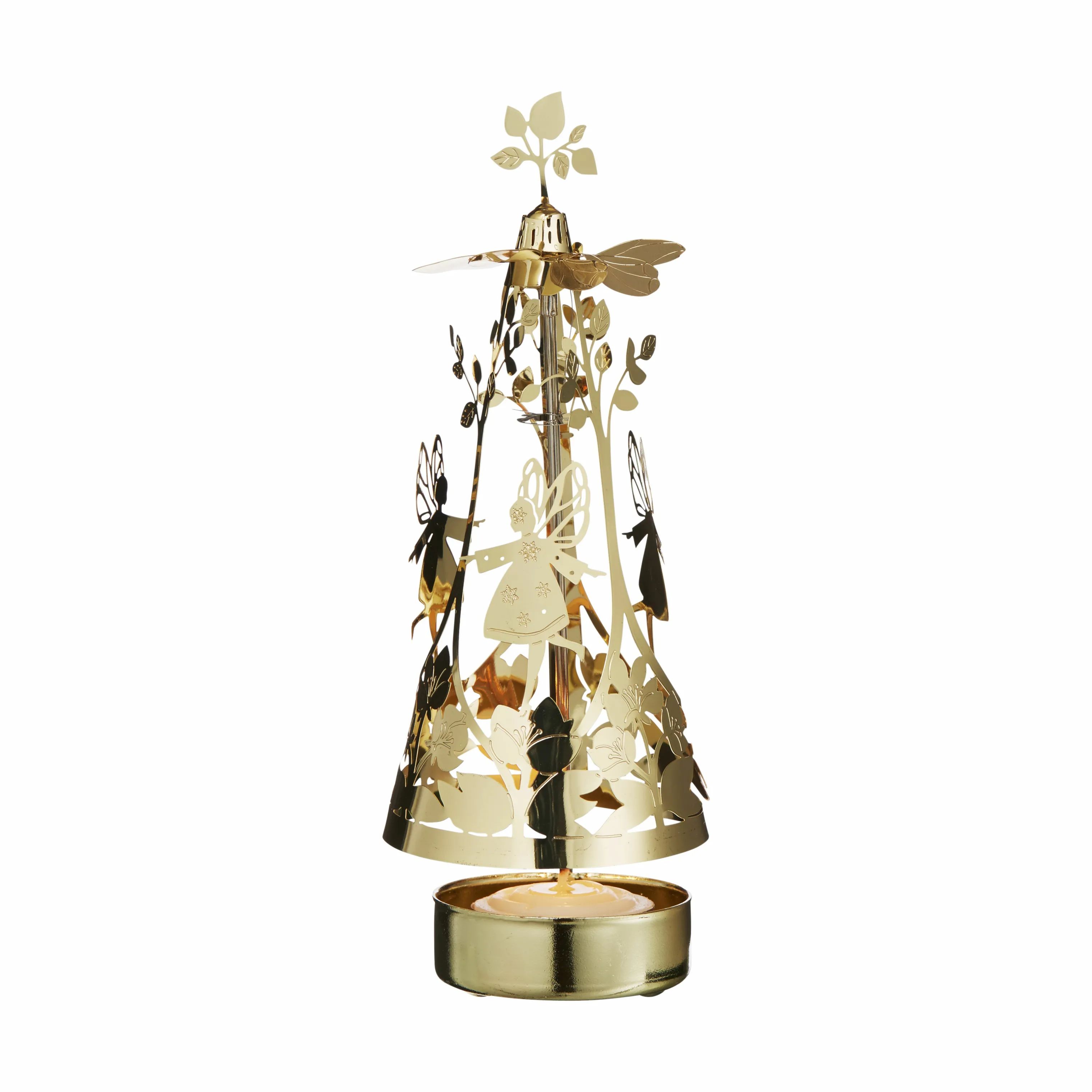 Jette Frölich Design Jule- og adventsstager Påske Design Fyrfadsstage Drejende Feer i Guldfarvet, 18 cm, 1