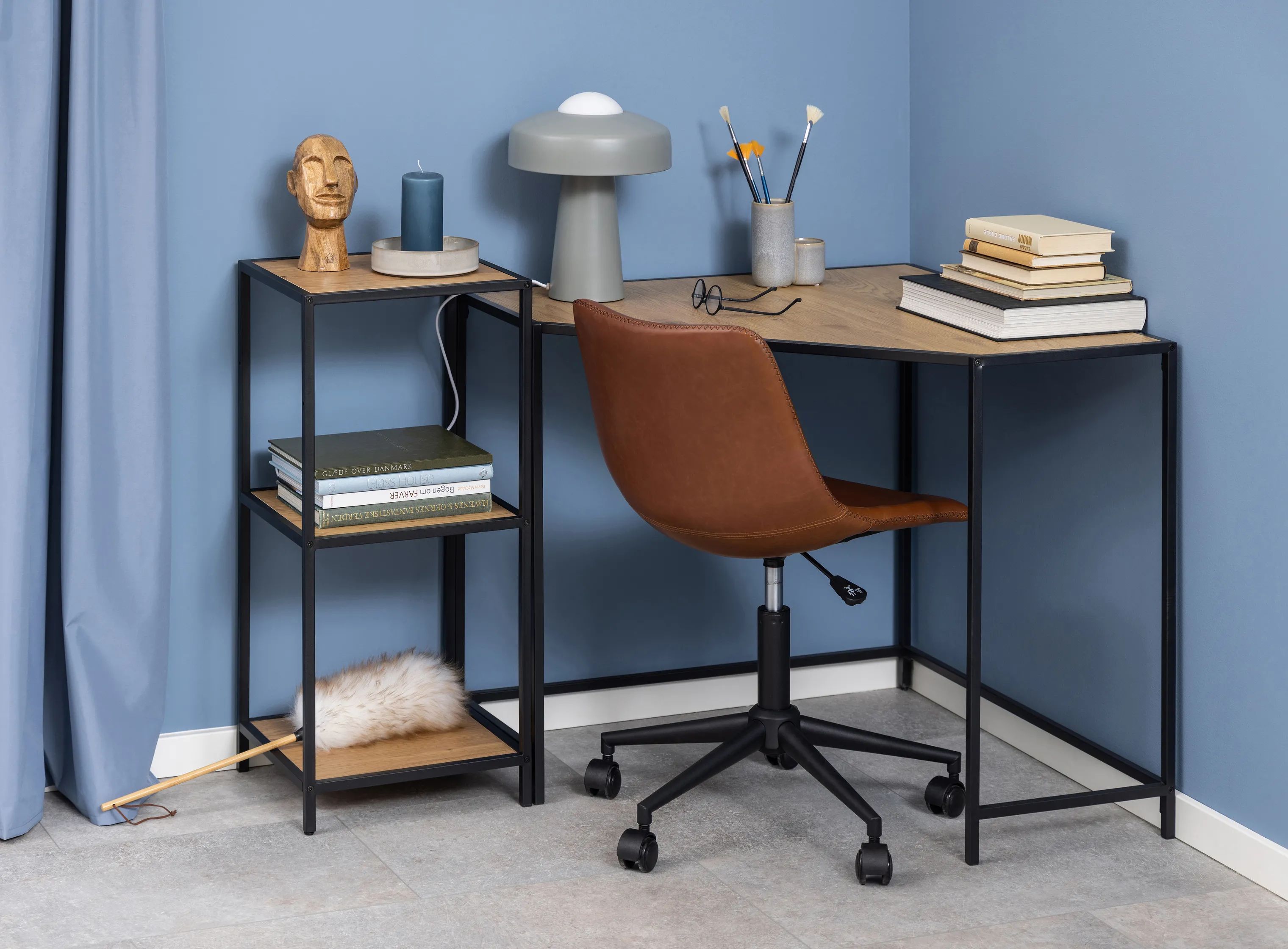 CASA Living Reoler og tilbehør Seaford Reol i Natur/sort, 82,5 cm, 2