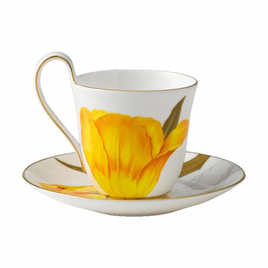 Royal Copenhagen Krus og kopper med hank Flora Højhankskop m. underkop - Tulipan i Tulipan, 1