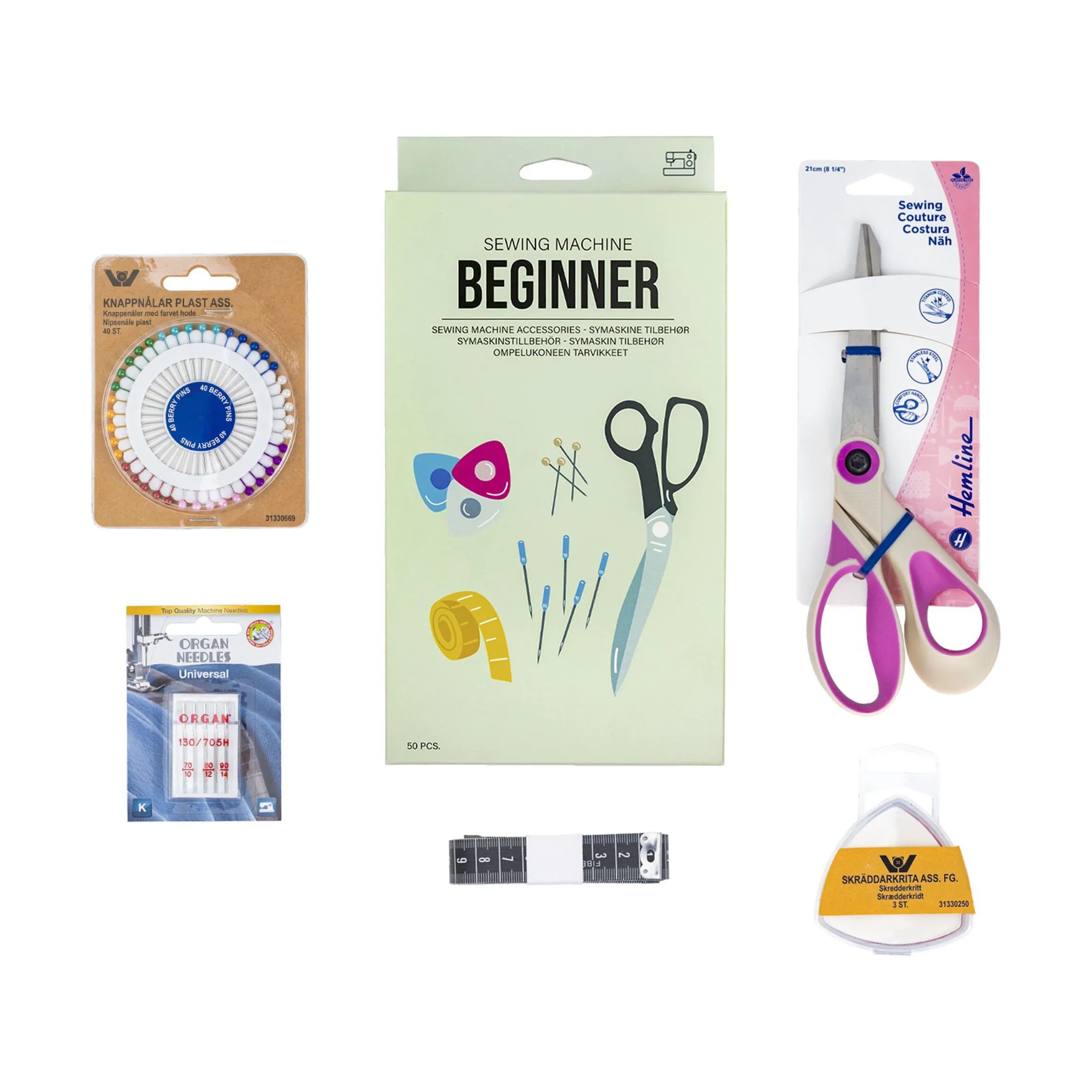 Kreativ4 Tilbehør til symaskiner Begynder Sy-kit - 50 dele i Multifarvet, 3