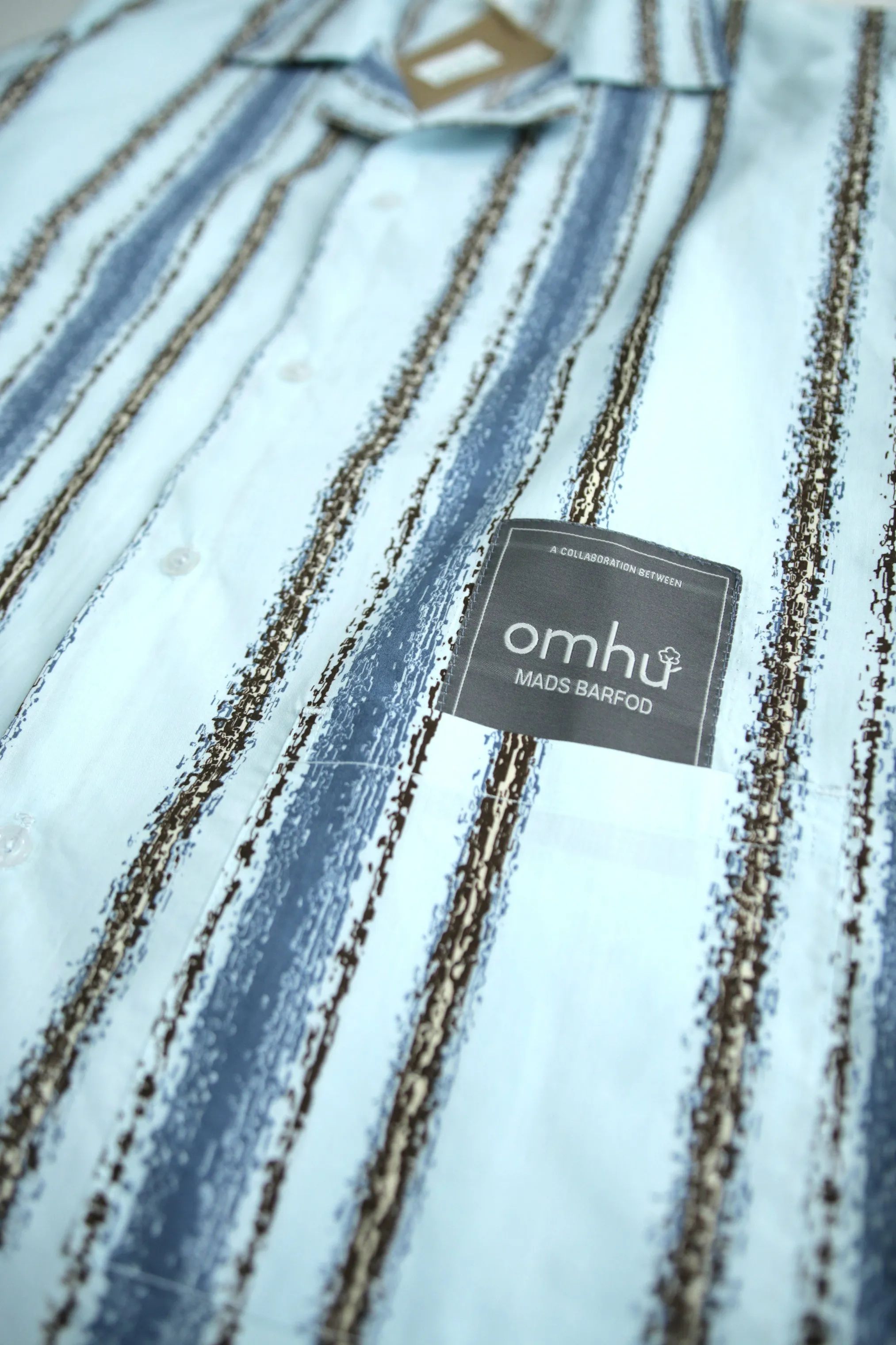 omhu x Mads Barfod Pyjamas Wave Grid Slumber Pyjamasskjorte i Aqua, M/L, 5
