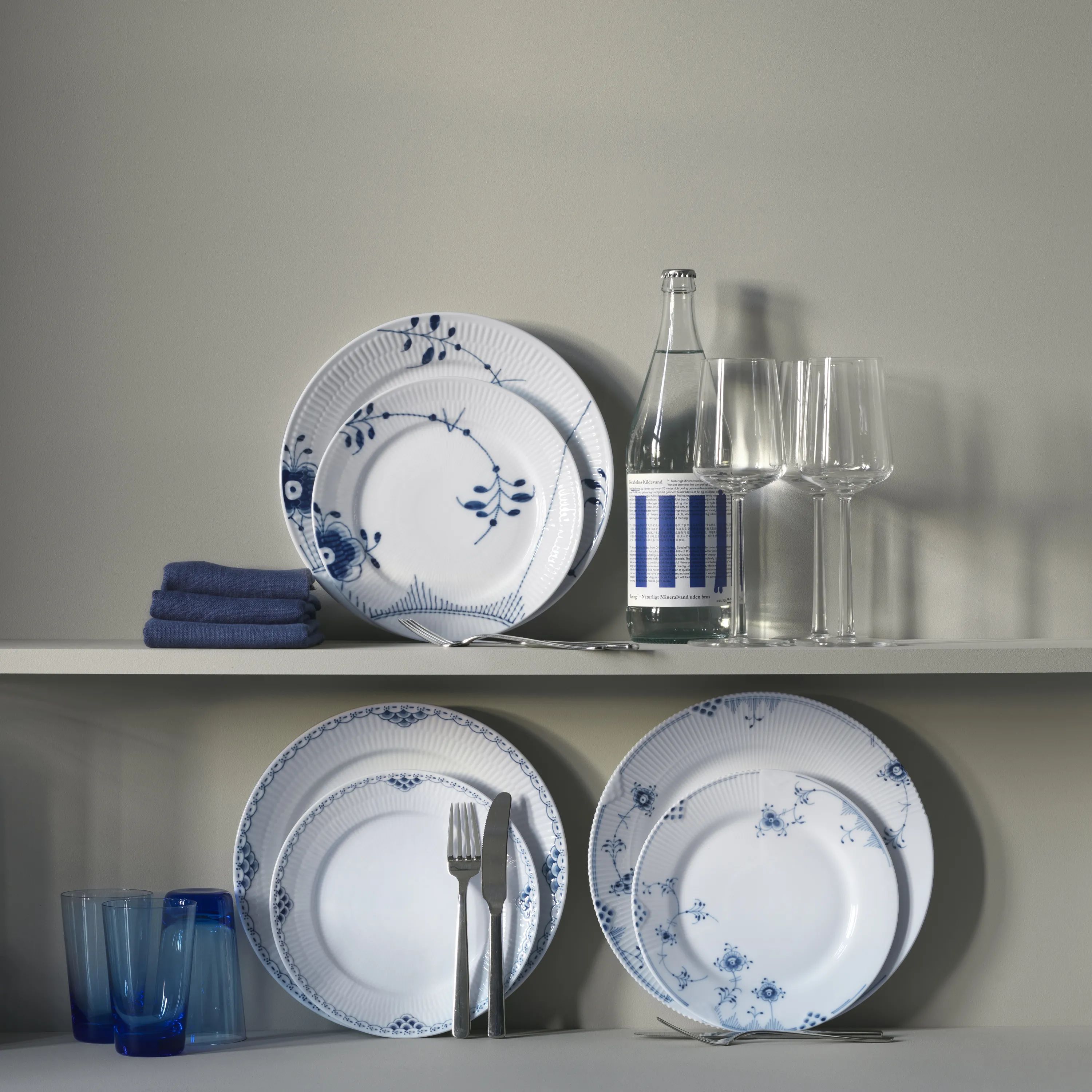 Royal Copenhagen Frokosttallerkener Prinsesse Frokosttallerken - 2 stk. i Hvid/blå, 22 cm, 2