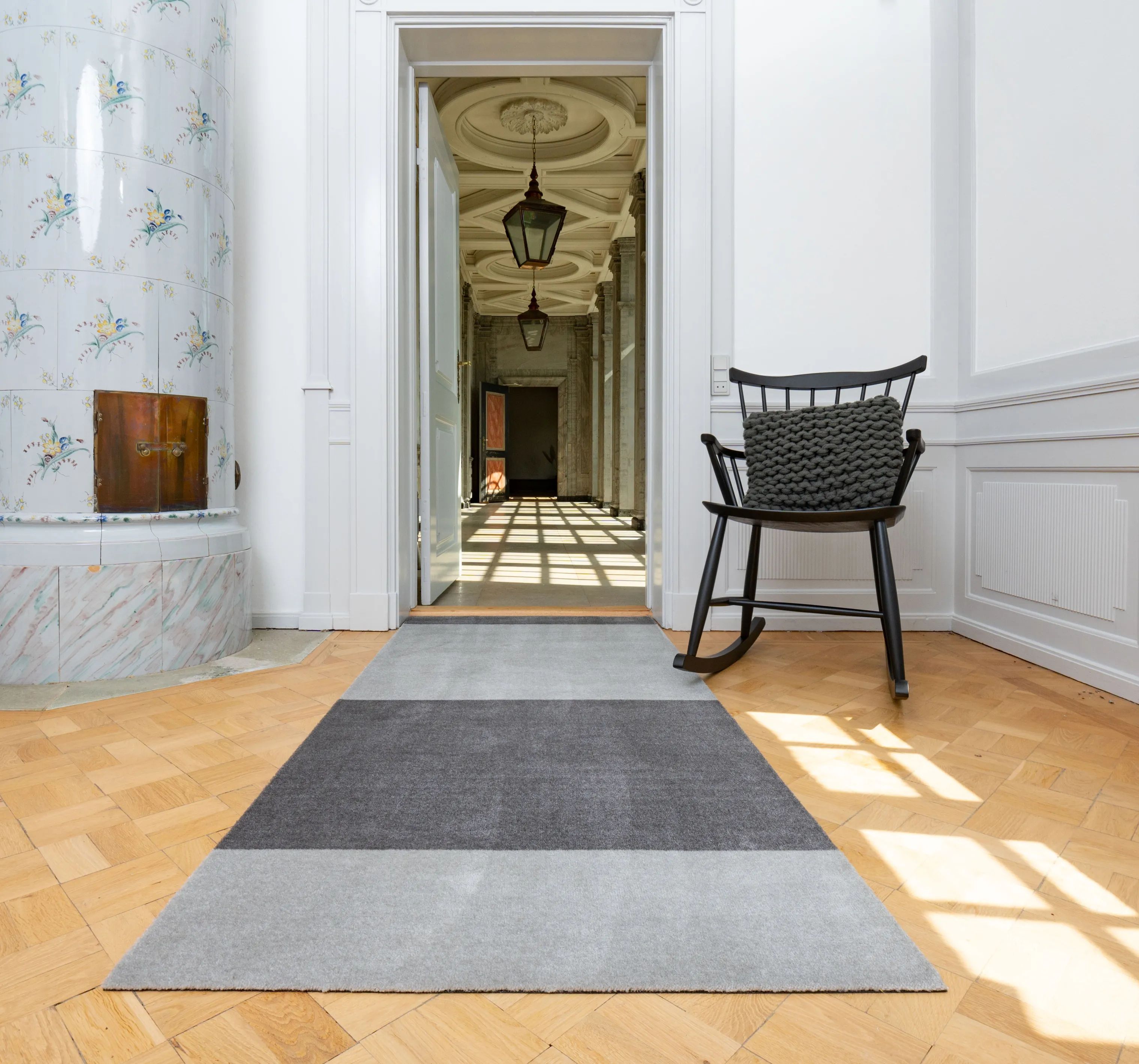 Tica Copenhagen Gulvtæpper Stripes Horisontal Gulvtæppe i Grå/lysegrå, B90 x L200 cm, 4