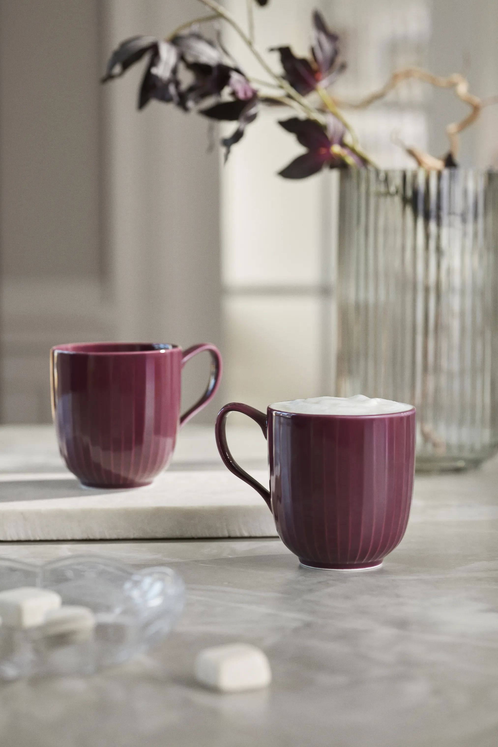 Kähler Krus og kopper med hank Hammershøi Krus - 2 stk. i Plum Purple, 2
