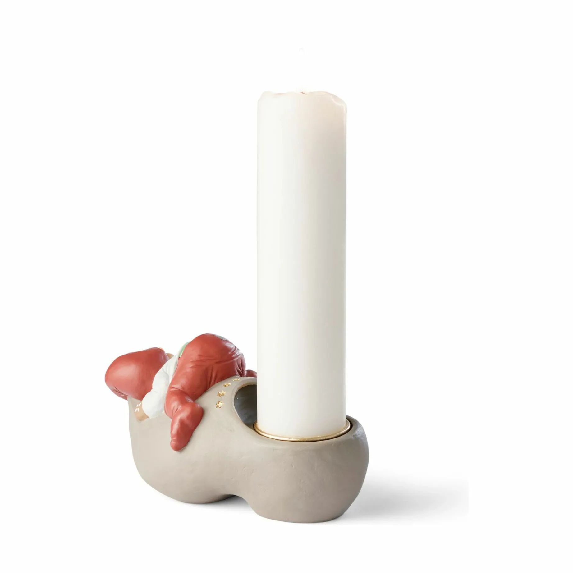 Klarborg Jule- og adventsstager Kalenderstage - Træsko Liam i Beige/rød, 8 cm, 2